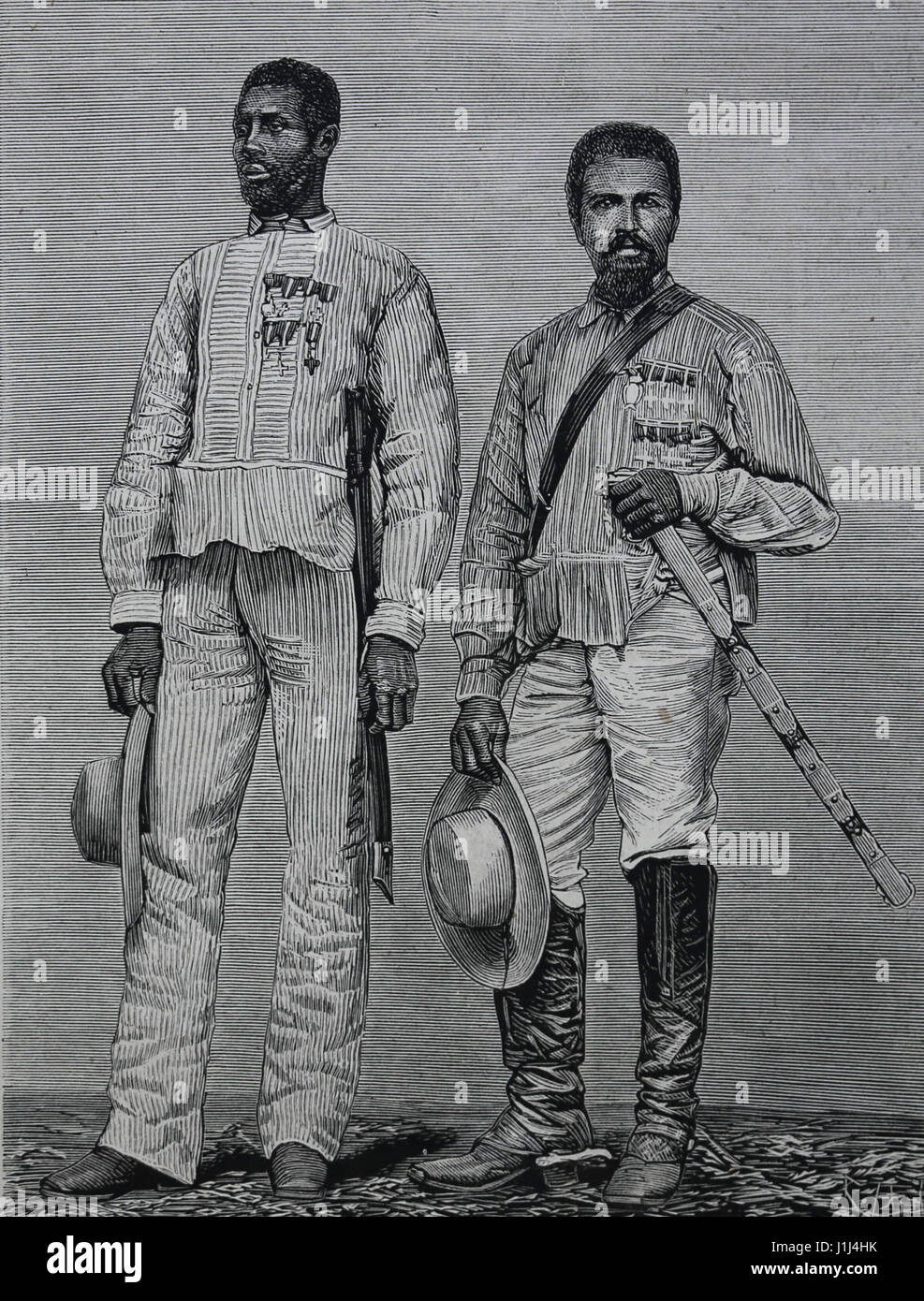 Isla de Cuba. Coleto y Leon, guérilleros leales. la ilustracion Cardedeu Banque D'Images