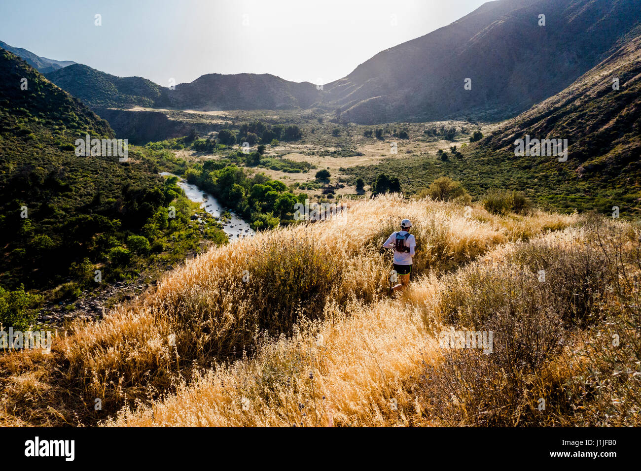 Une aventure dans la course sur sentier sportif Sespe désert près de Ojai, en Californie. Banque D'Images