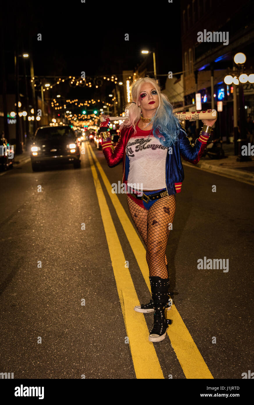 Harley Quinn dans les rues de Floride Banque D'Images