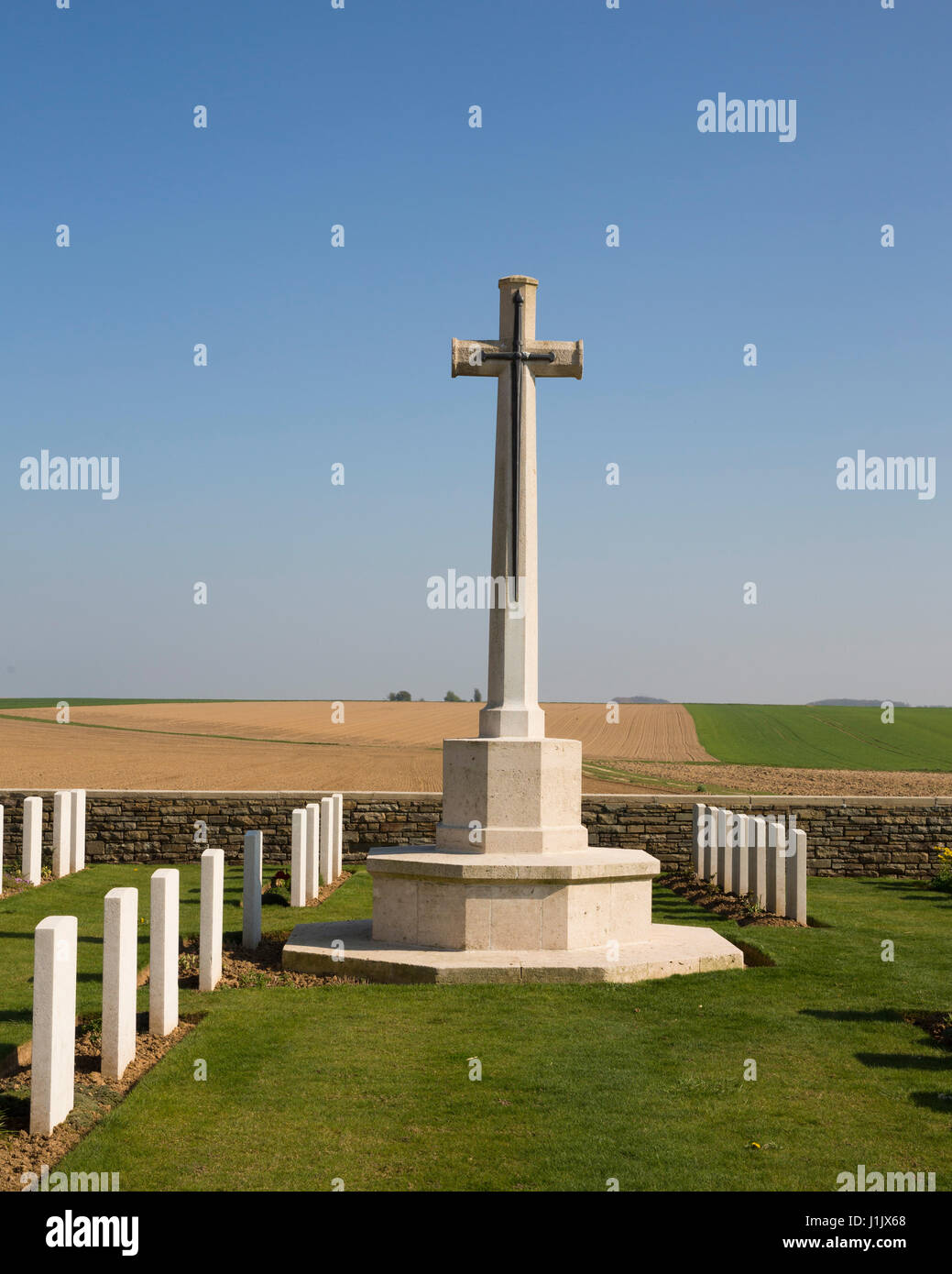 Lebucquière CWGC Cimetière de la Grande Guerre Banque D'Images