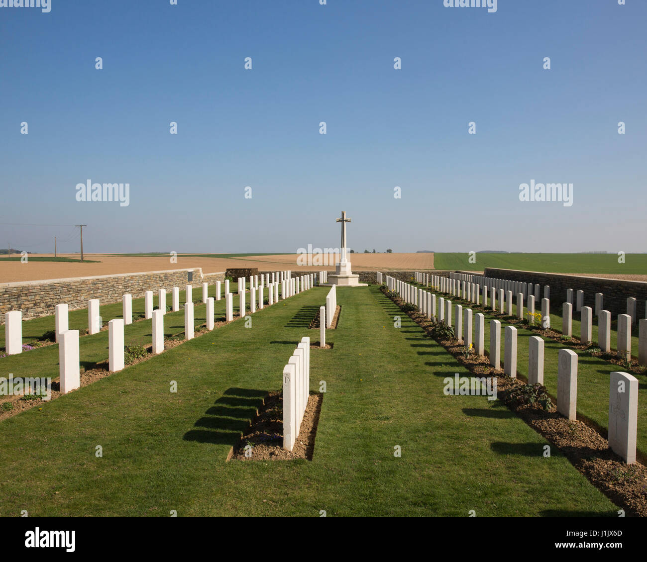 Lebucquière CWGC Cimetière de la Grande Guerre Banque D'Images