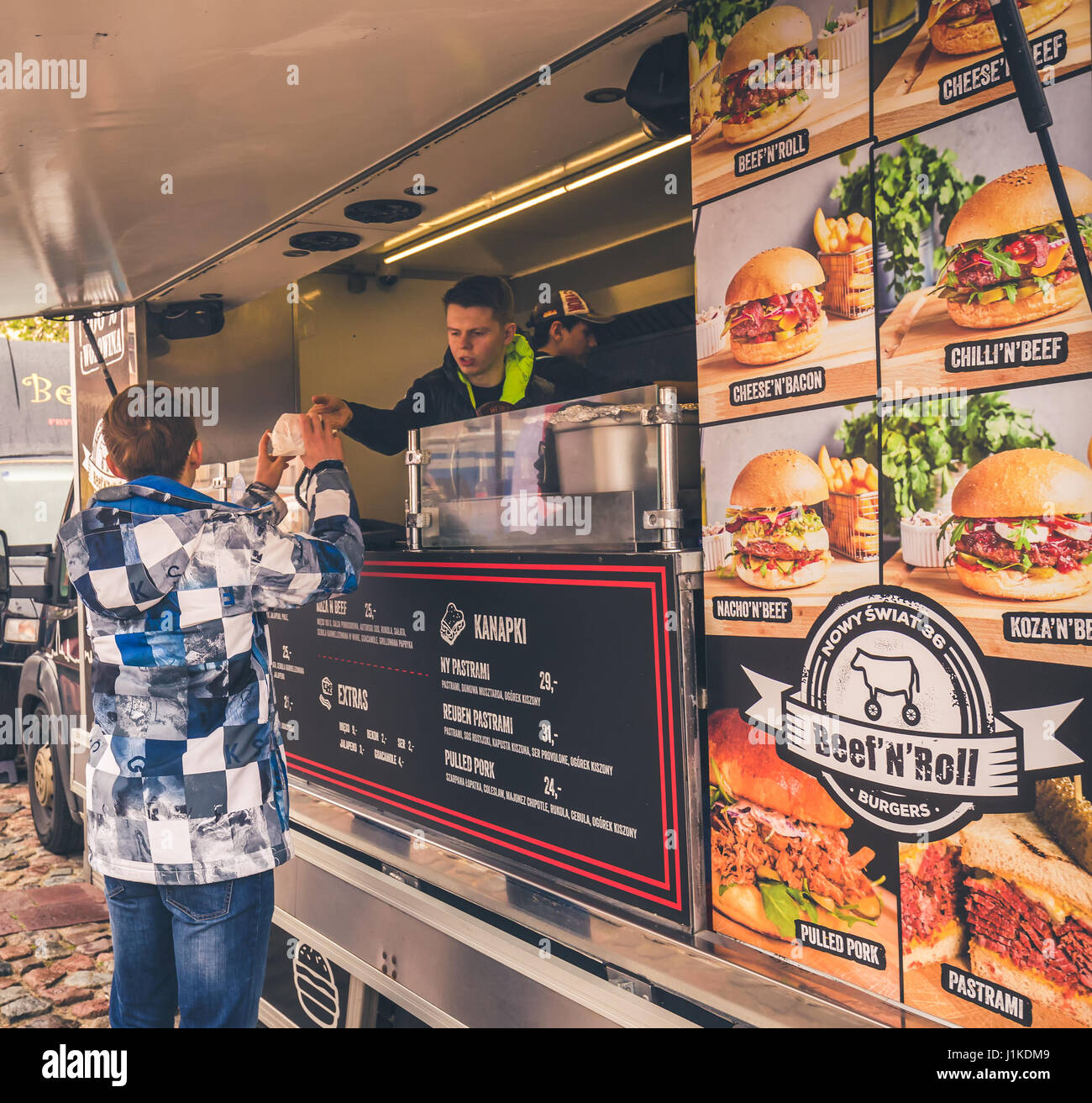 Torun, Pologne 22 avr, 2017 Fast food Beef'n'Roll, 22 2017 foodtruck apirl à Foodtruck Festival à Torun, Pologne Crédit : yorgil/Alamy Live News Banque D'Images