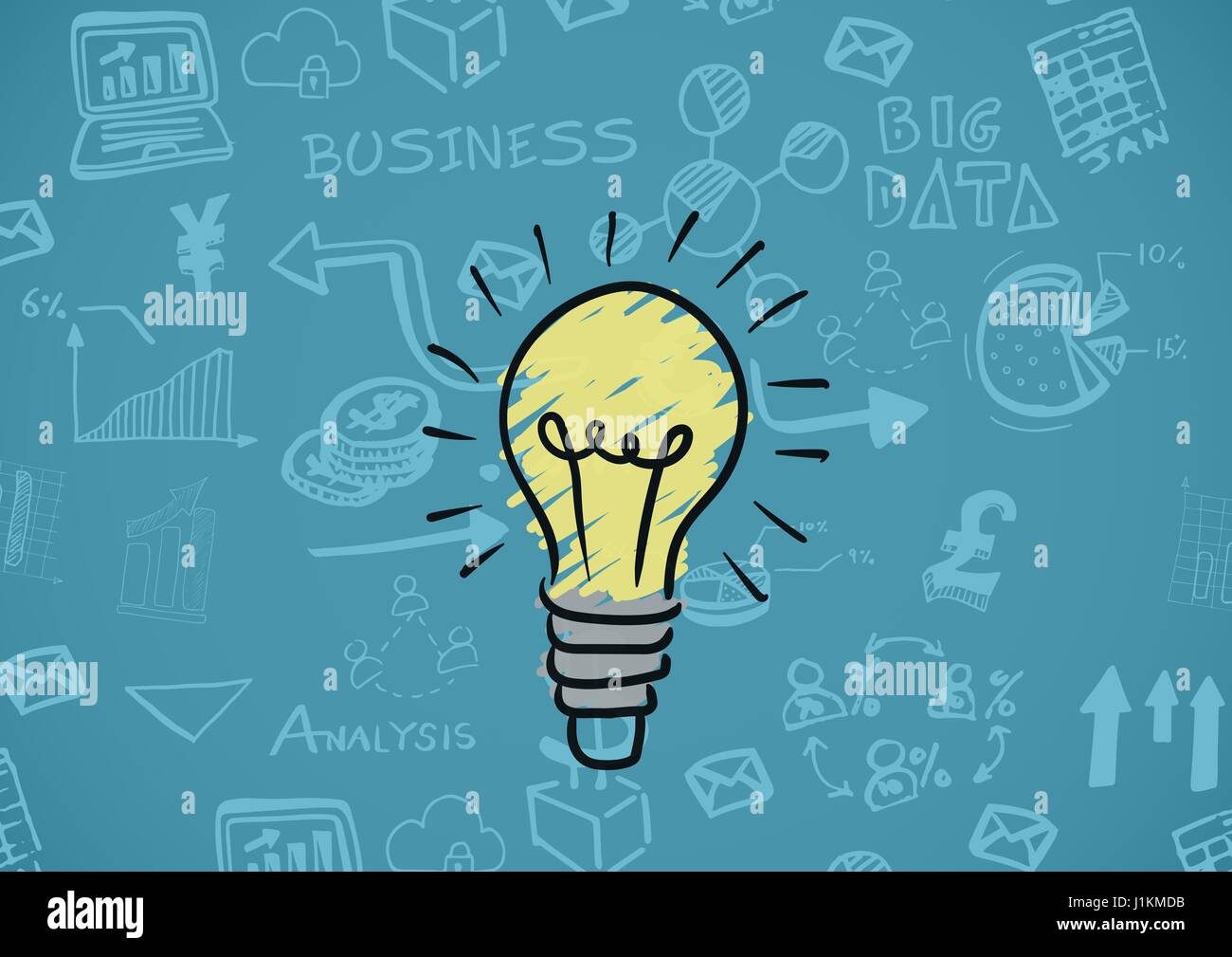 Digital composite d'ampoule colorée avec des dessins graphiques Banque D'Images