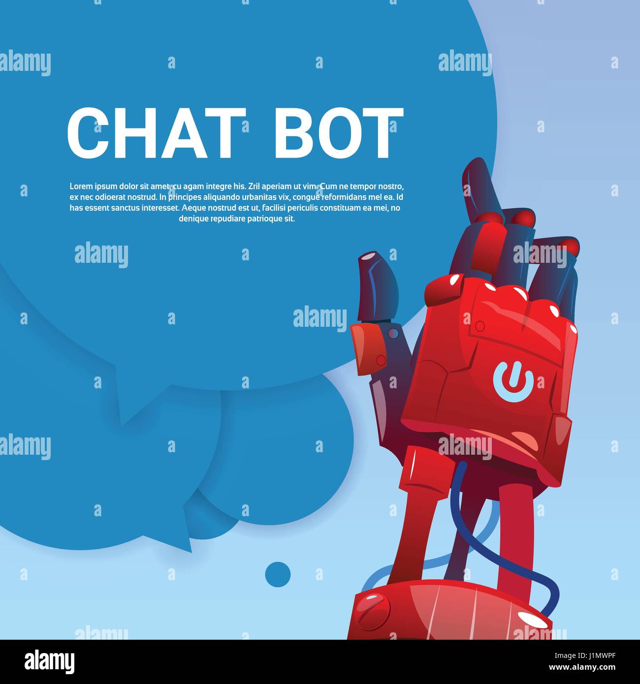Chat Bot Robot l'assistance virtuelle de site Web ou applications mobiles, concept d'Intelligence Artificielle Illustration de Vecteur