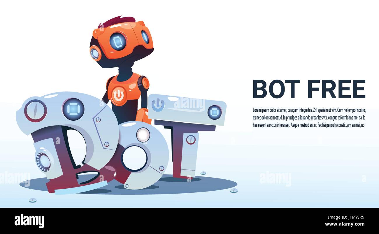 Chat Bot Robot gratuitement l'assistance virtuelle de site Web ou applications mobiles, concept d'Intelligence Artificielle Illustration de Vecteur