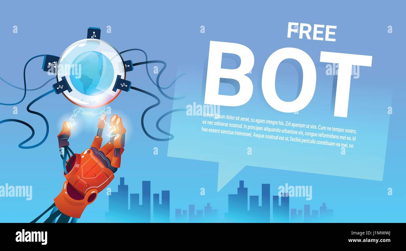 Chat Bot Robot gratuitement l'assistance virtuelle de site Web ou applications mobiles, concept d'Intelligence Artificielle Illustration de Vecteur