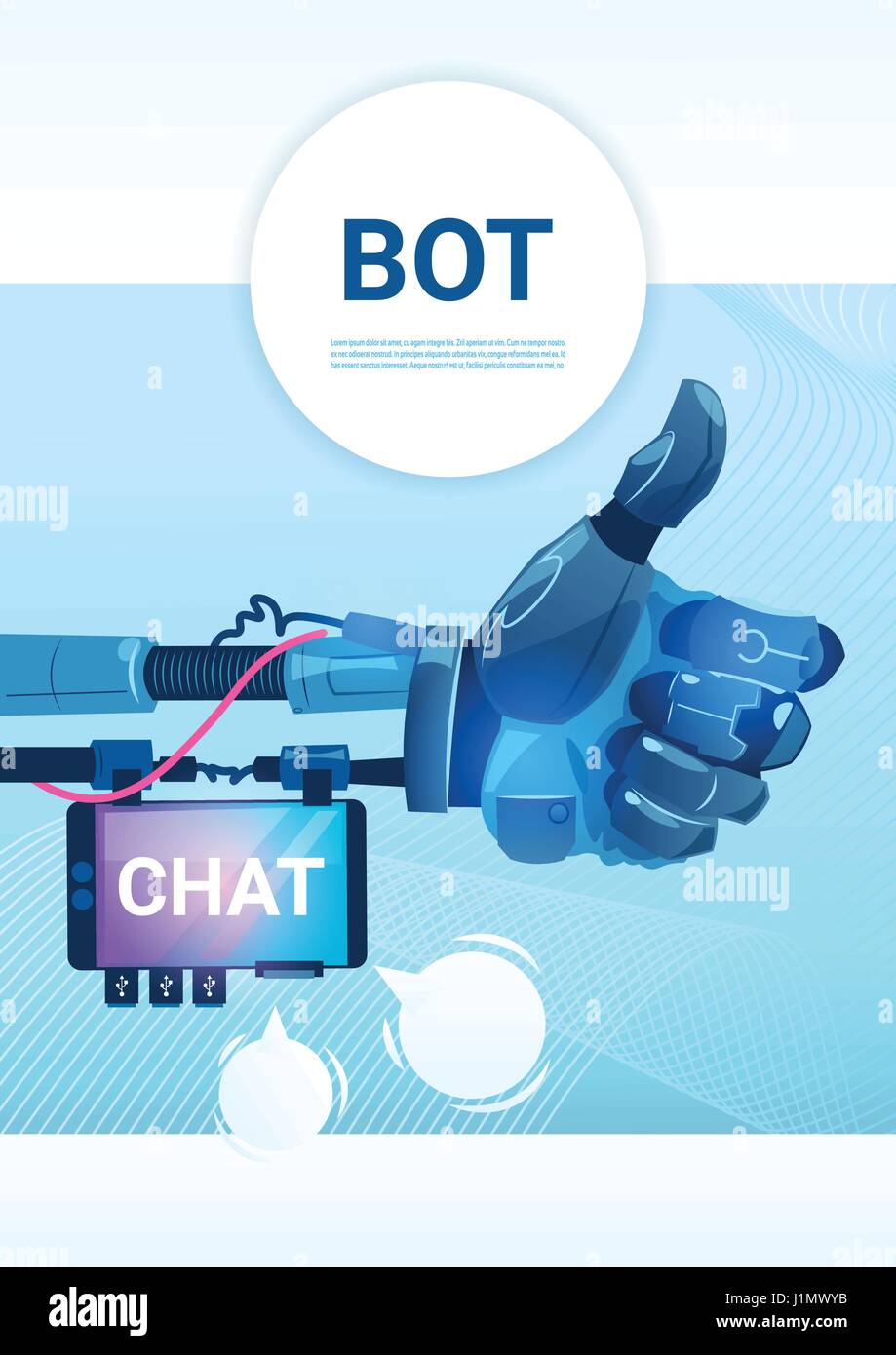 Chat Bot Robot gratuitement l'assistance virtuelle de site Web ou applications mobiles, concept d'Intelligence Artificielle Illustration de Vecteur