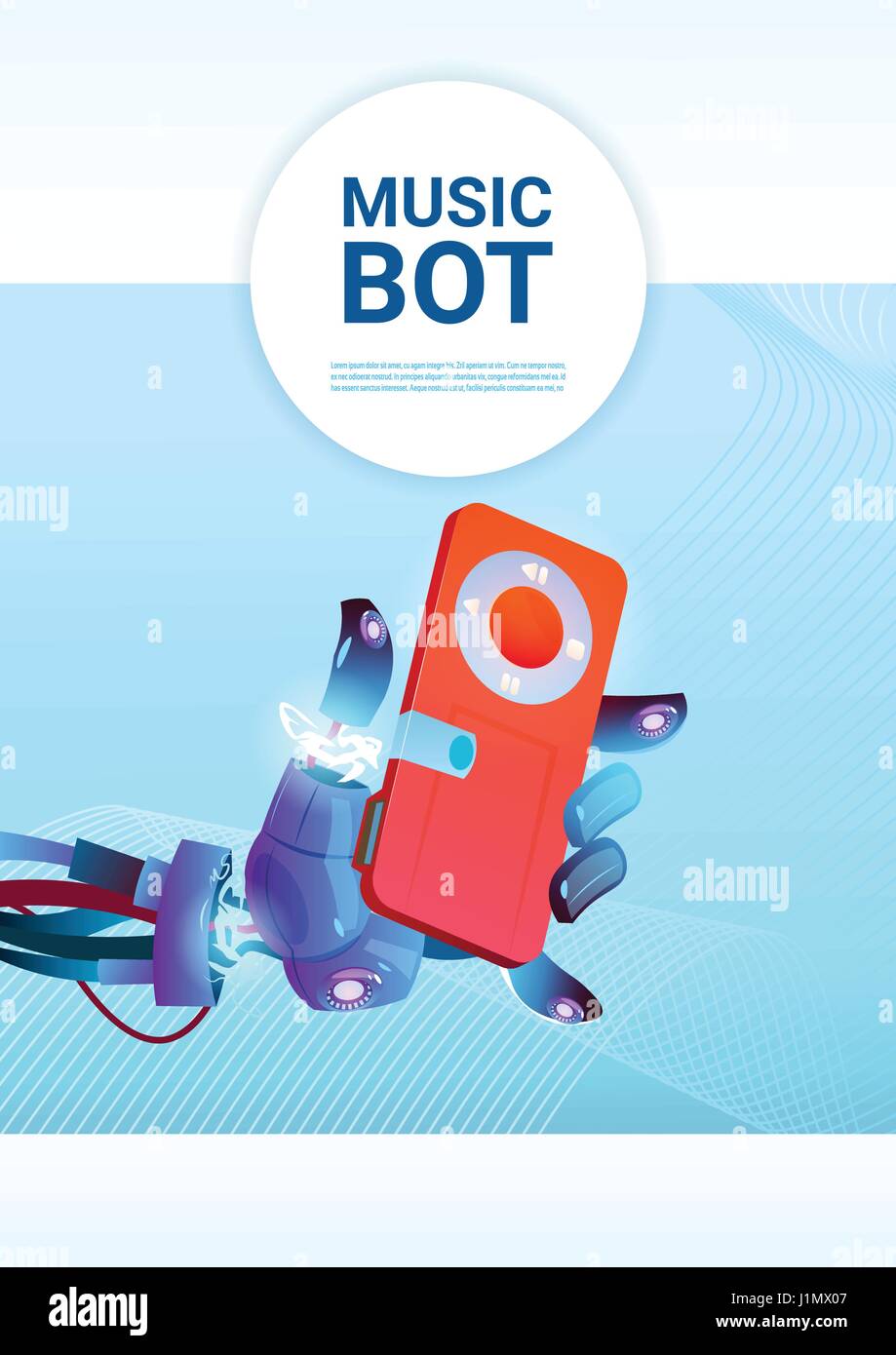 Chat Bot Robot Musique l'assistance virtuelle de site Web ou applications mobiles, concept d'Intelligence Artificielle Illustration de Vecteur