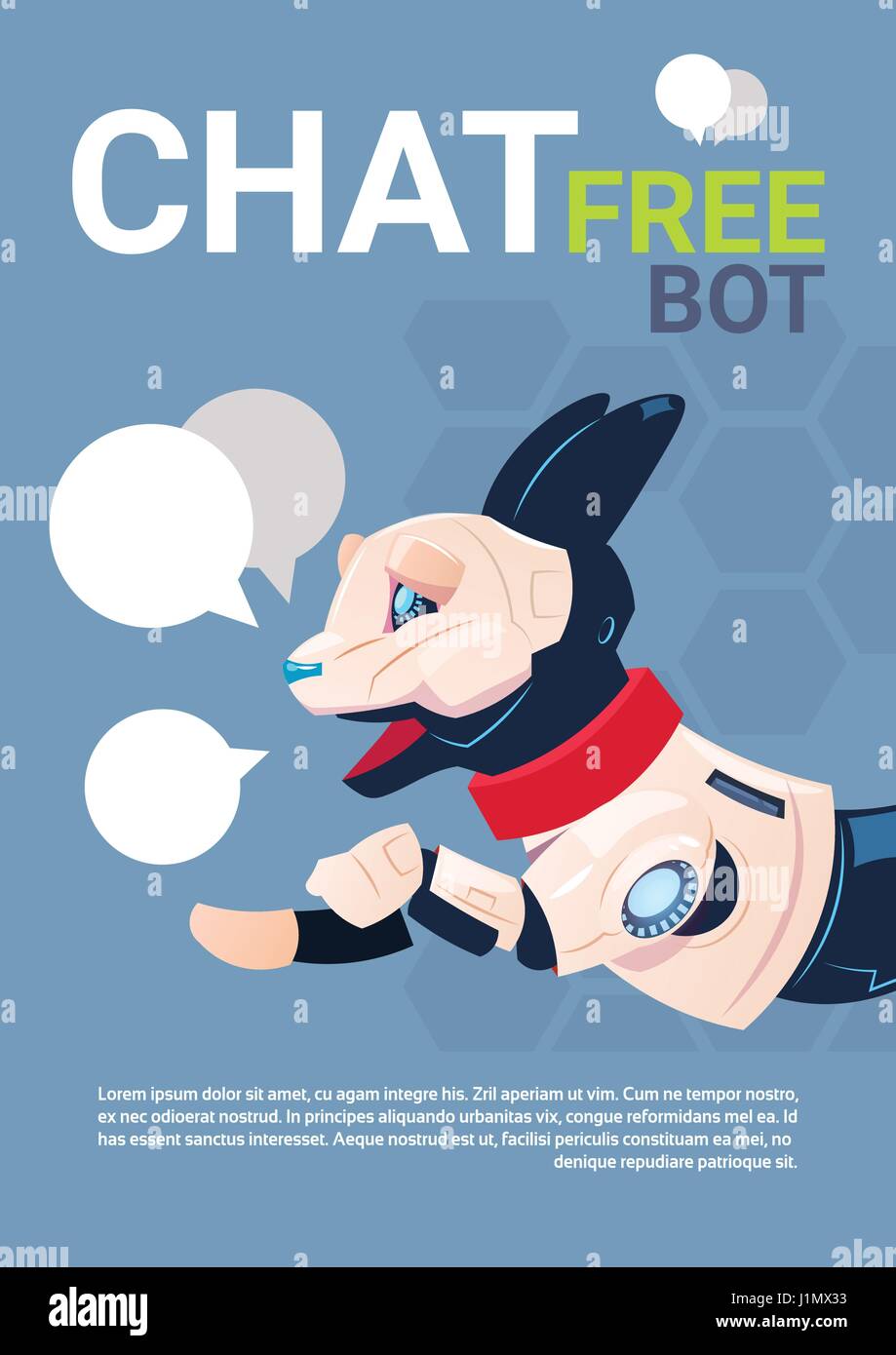 Chat Bot Robot gratuitement l'assistance virtuelle de site Web ou applications mobiles, concept d'Intelligence Artificielle Illustration de Vecteur