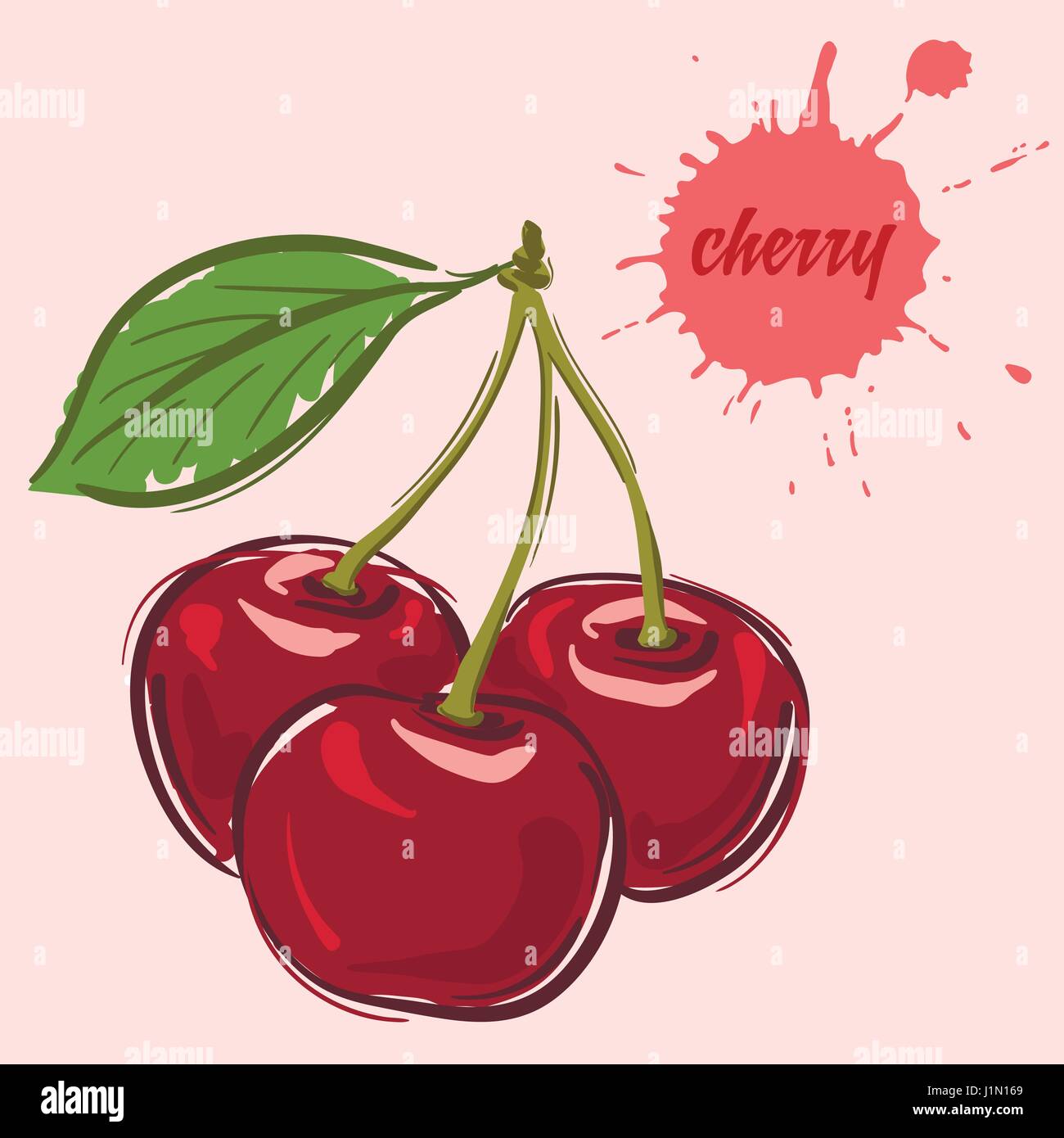 Tirer la main de Cherry Illustration de Vecteur