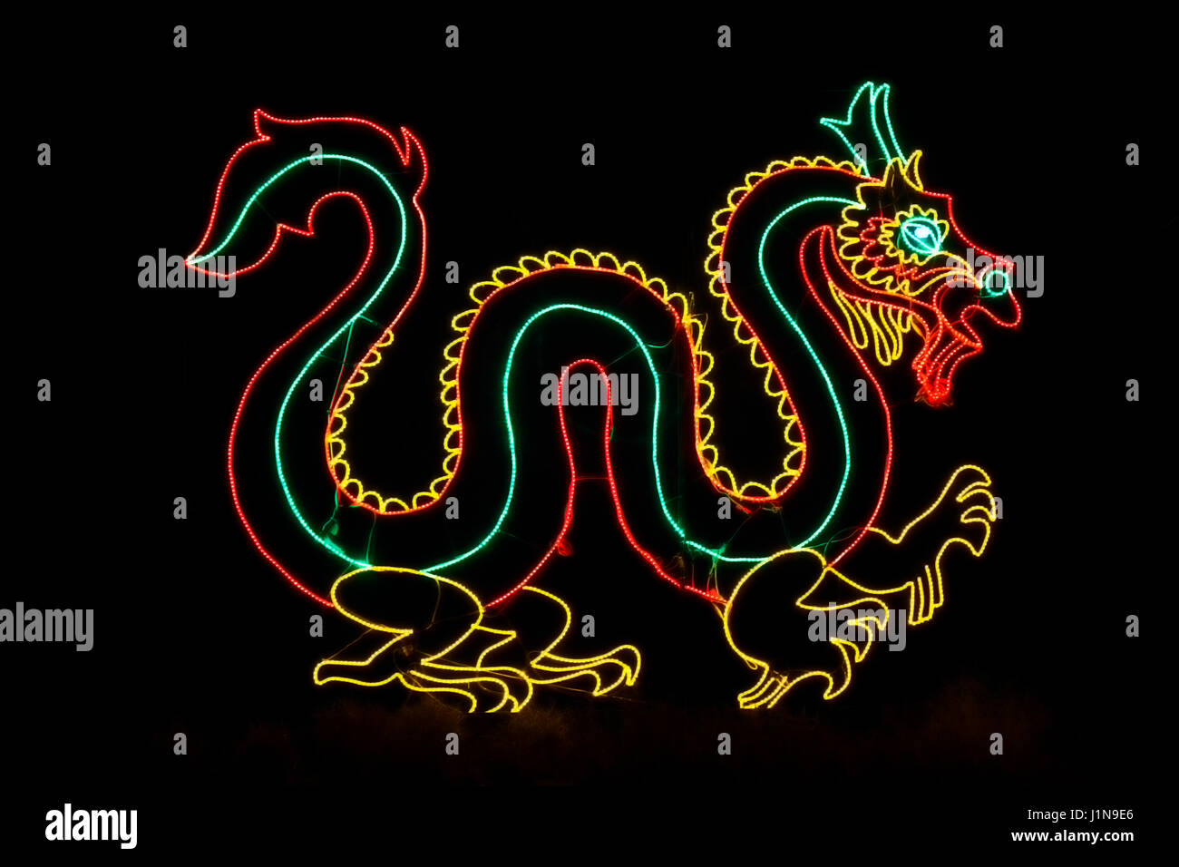 Les lumières de Noël en forme de dragon, Denver Zoo, Zoo de Denver, Denver, Colorado USA Banque D'Images