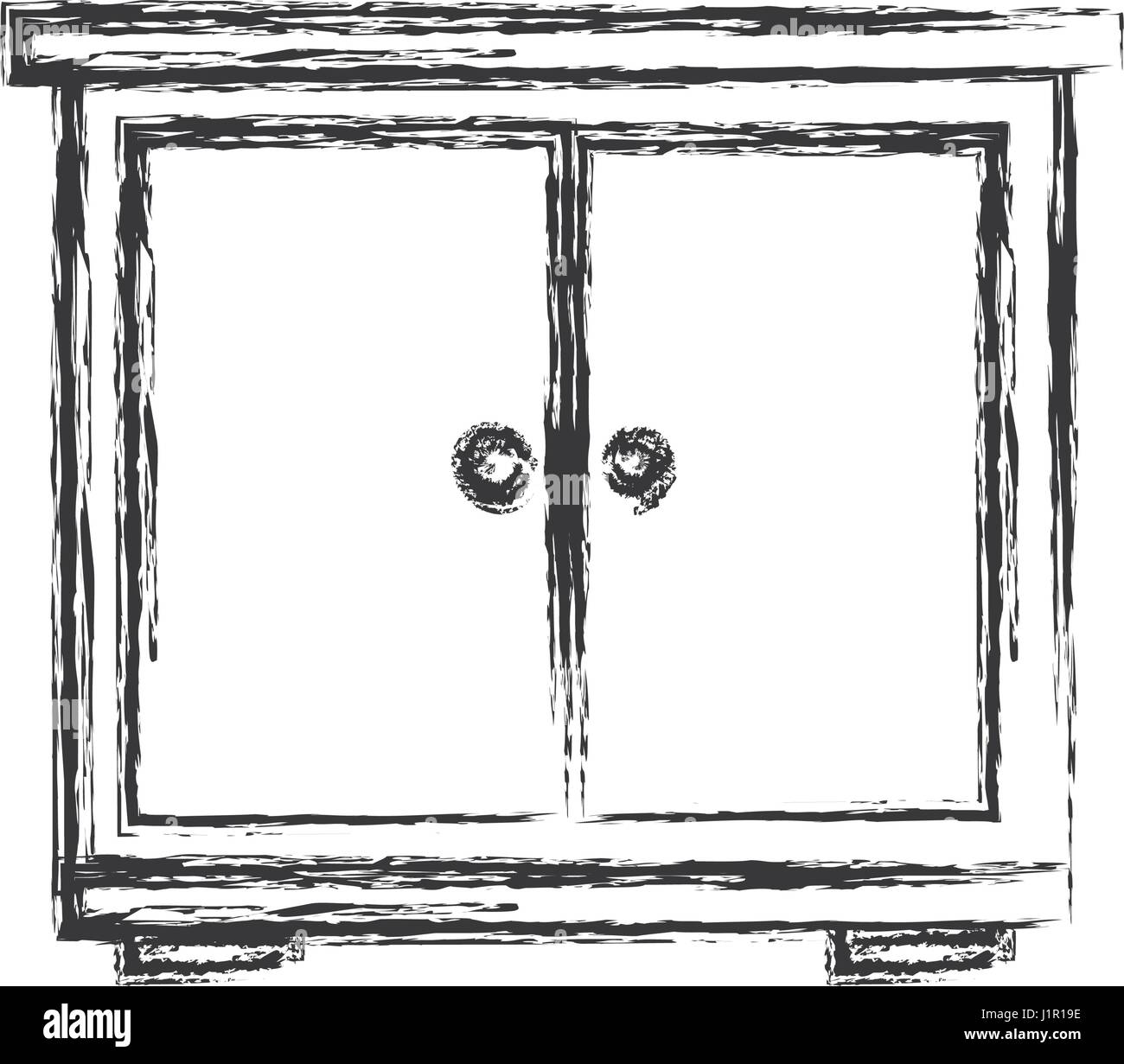 Table de chevet en bois massif sketch Illustration de Vecteur