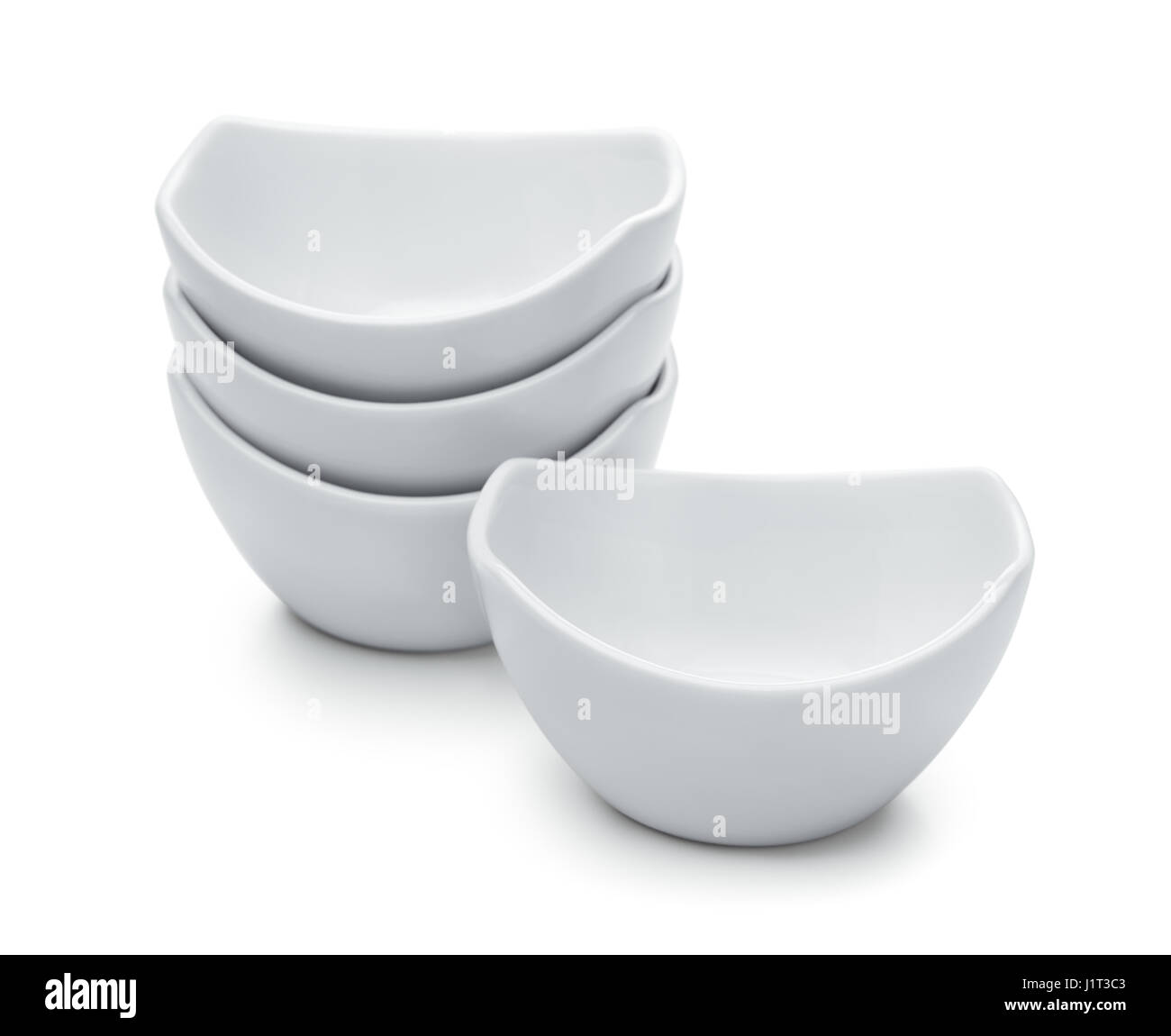 Groupe de porcelaine blanc bols dip isolated on white Banque D'Images