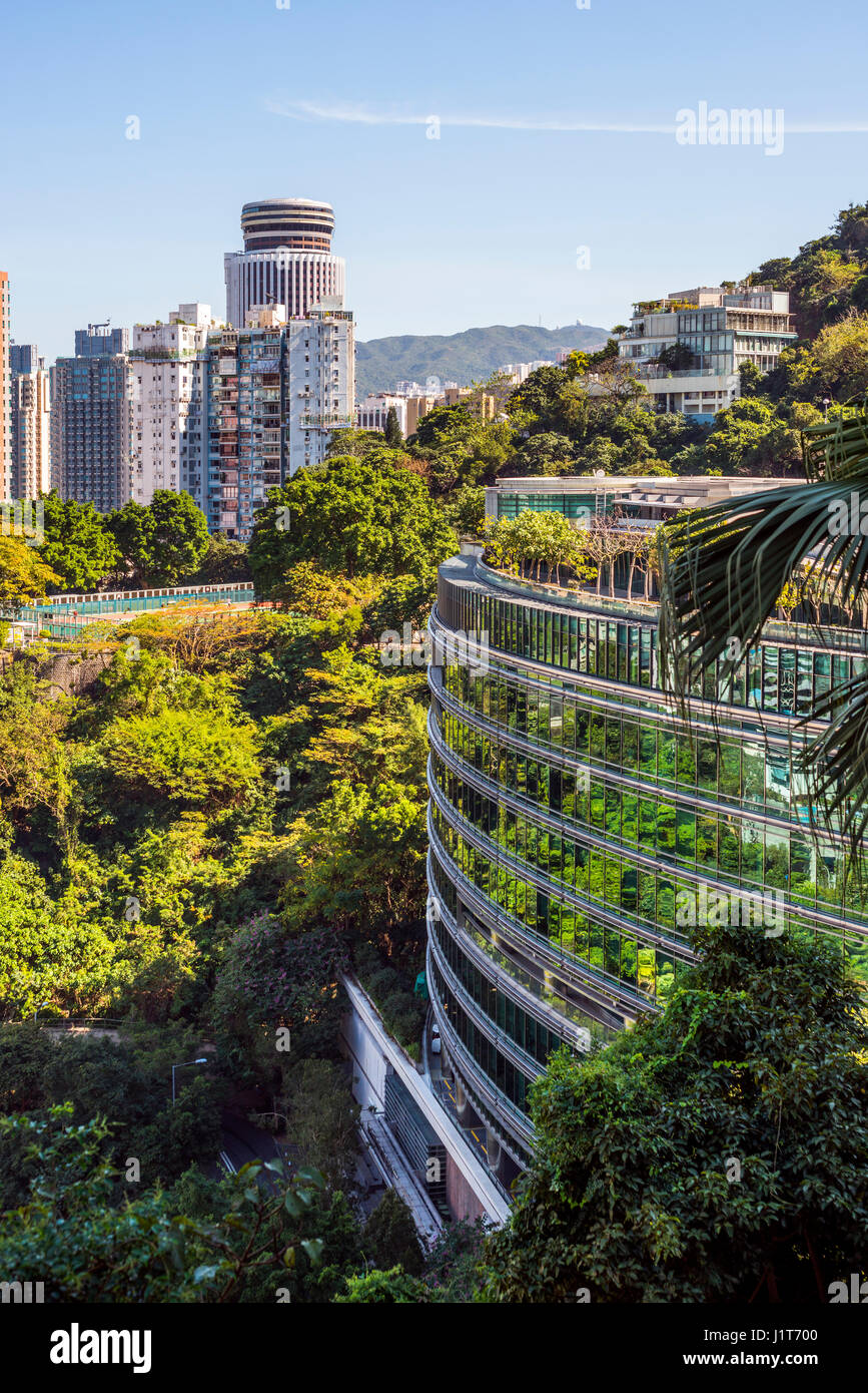 Vue vers Wan Chai et Hopewell de Bowen Road, Hong Kong Banque D'Images