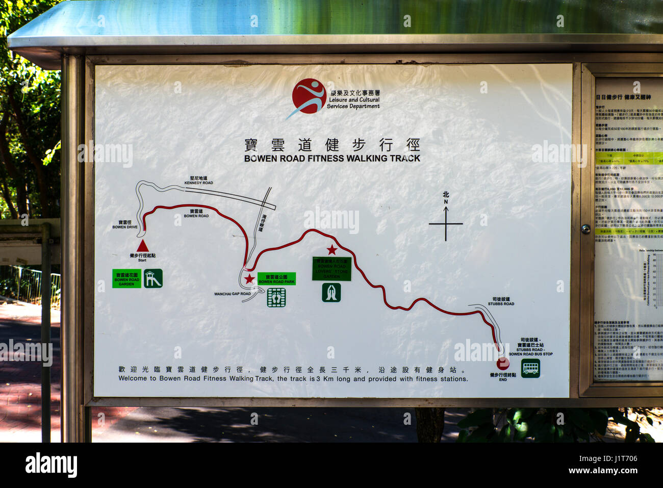Bowen Road Sign Route piste de marche, Hong Kong Banque D'Images