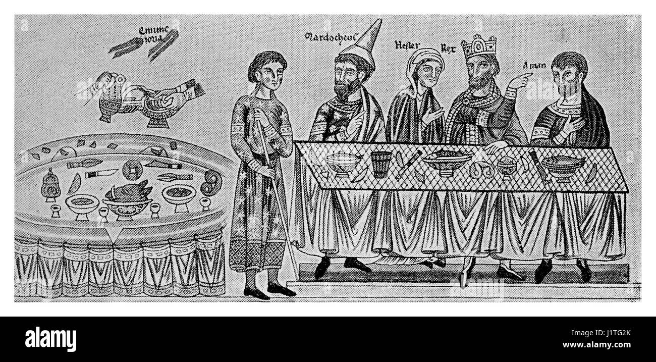 XII siècle : le dîner du roi Banque D'Images