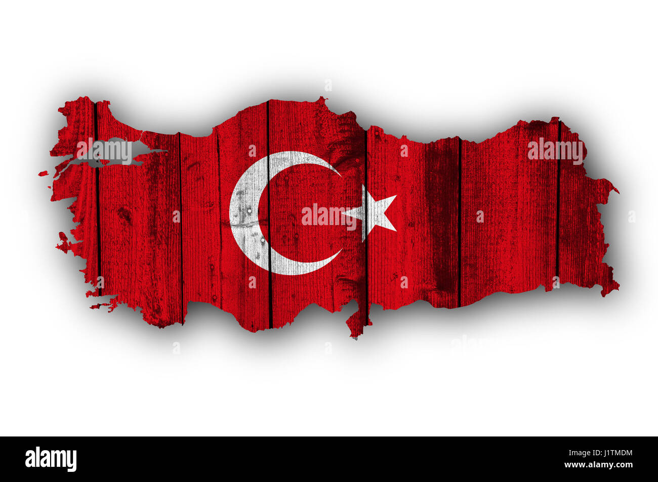 La carte et drapeau de la Turquie sur Weathered Wood Banque D'Images