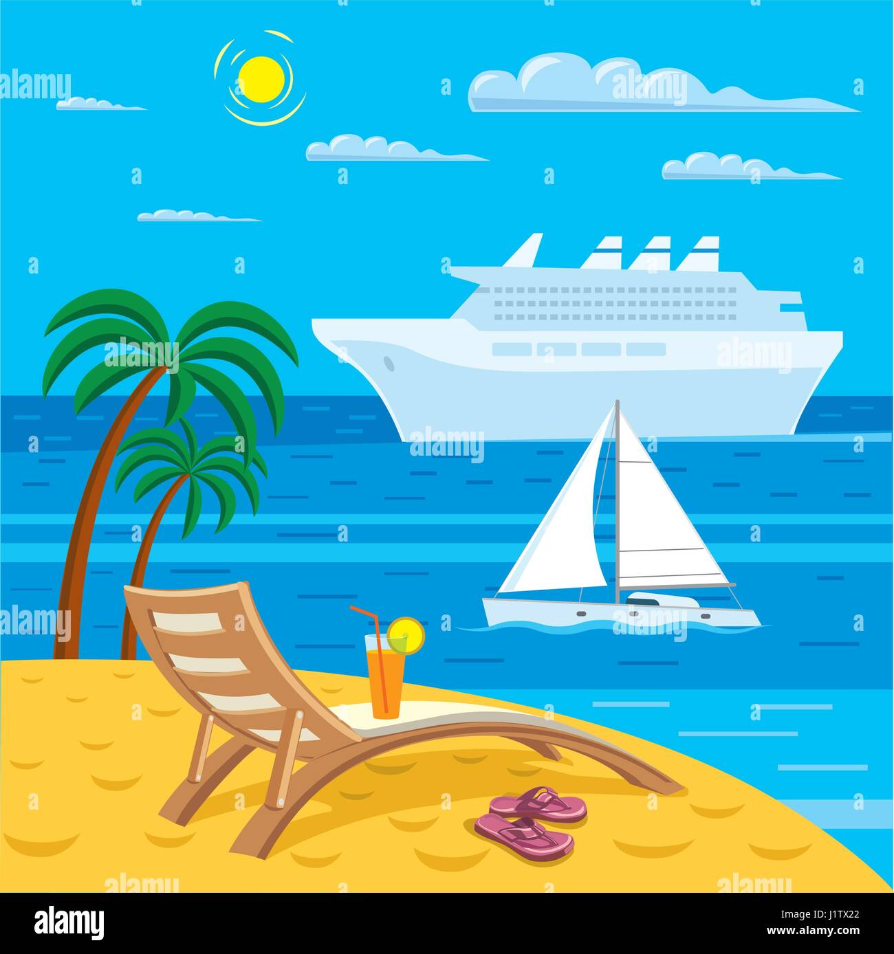 Illustration de mer tropical beach resort et voyage Illustration de Vecteur