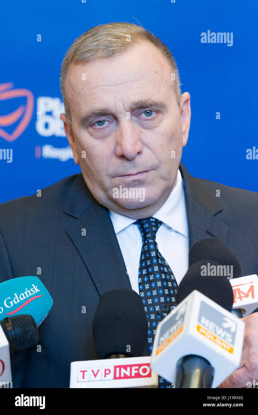 Grzegorz Schetyna, leader de la plate-forme civique, le principal parti d'opposition du parlement en Pologne, le 8 avril 2017 à Gdansk, Pologne © Wojciech Strozyk / Alamy Banque D'Images