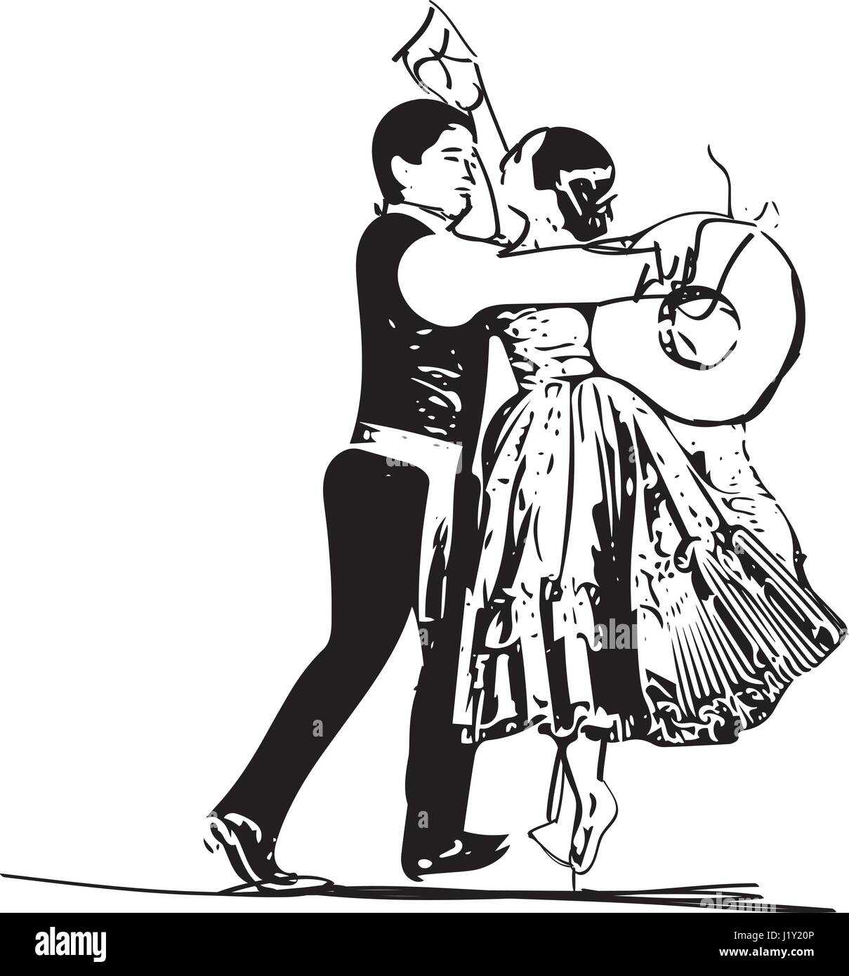 Illustration du couple dancing marinera. Danse péruvienne. Illustration de Vecteur