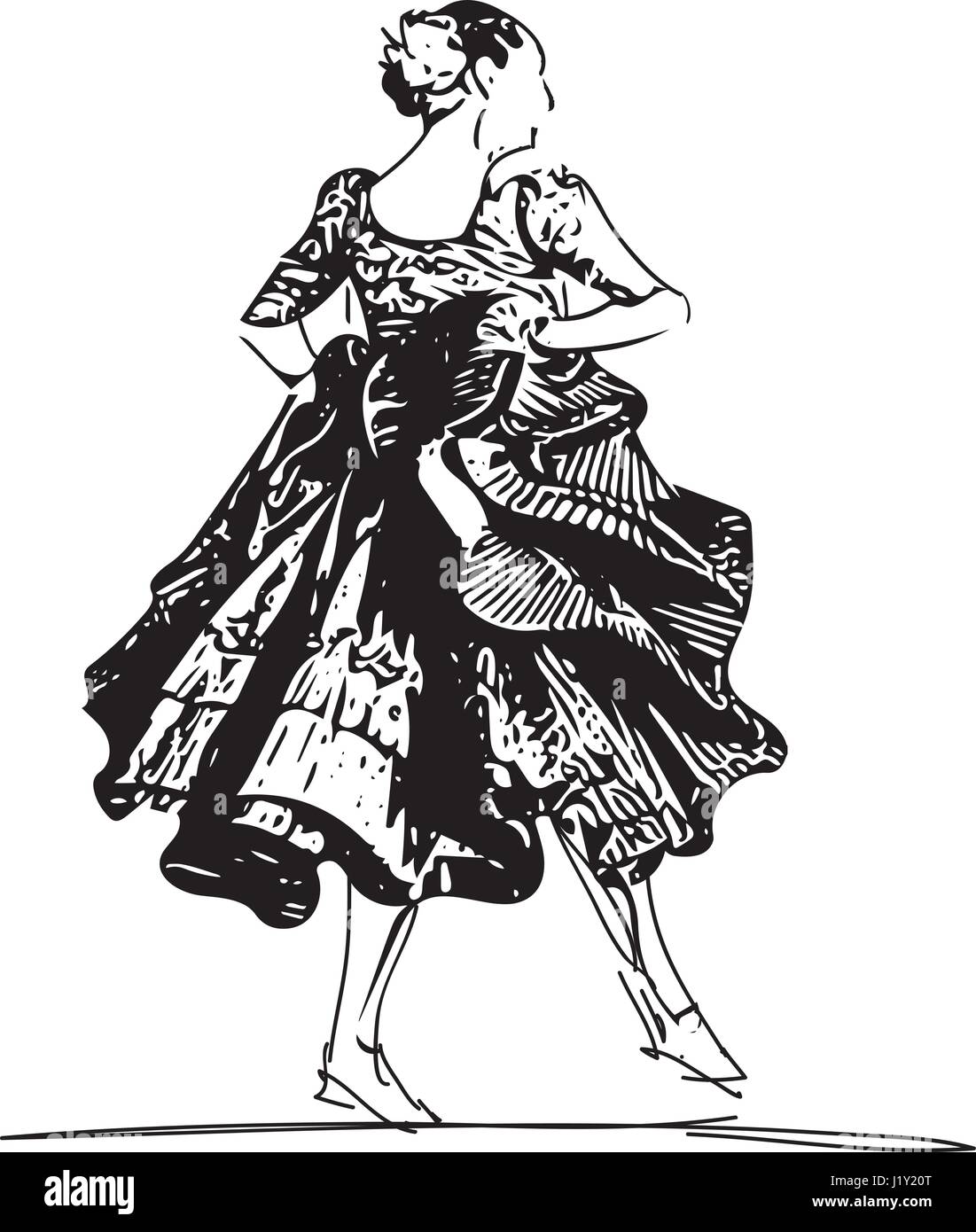 Illustration de femme dansant marinera. Danse péruvienne. Illustration de Vecteur