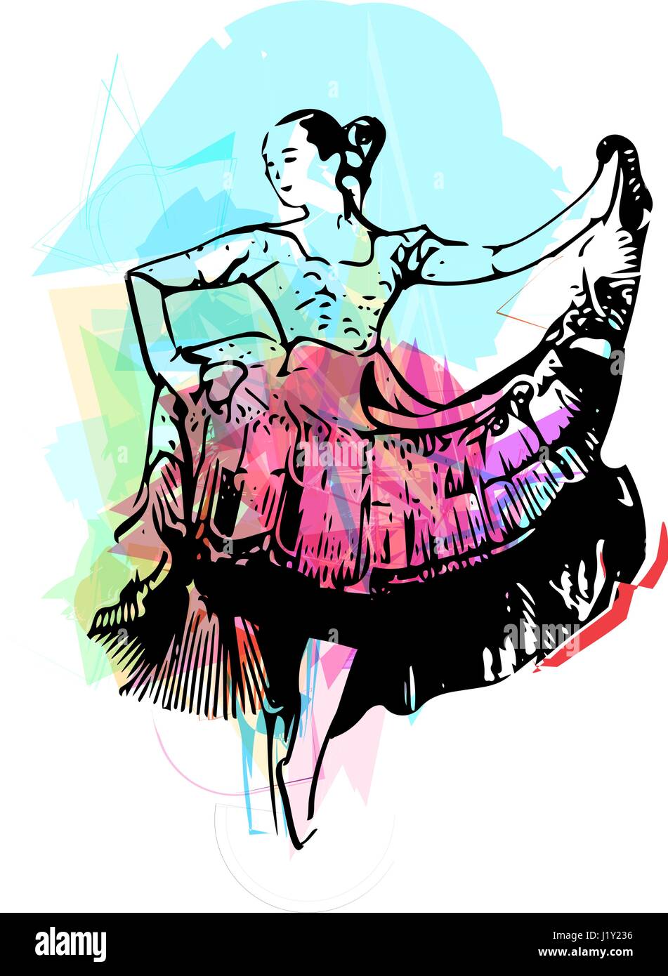 Illustration de femme en dansant. Vector Illustration Illustration de Vecteur