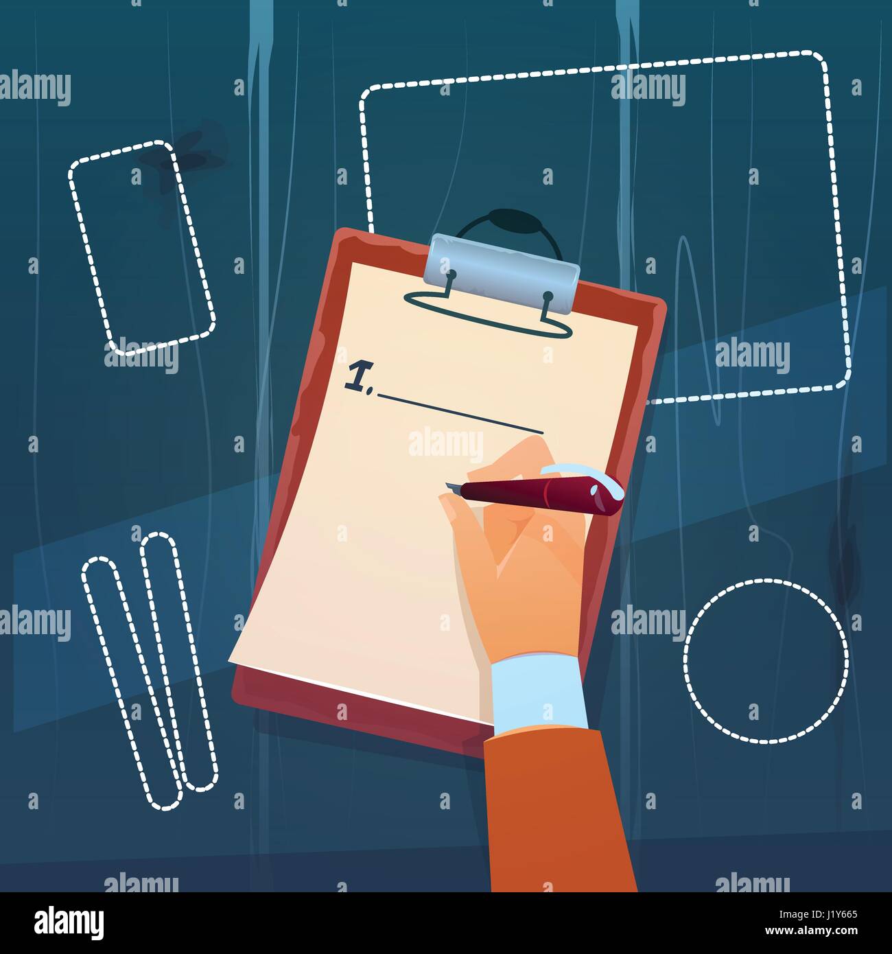 La liste de vérification des vides en main le document papier écrit Illustration de Vecteur