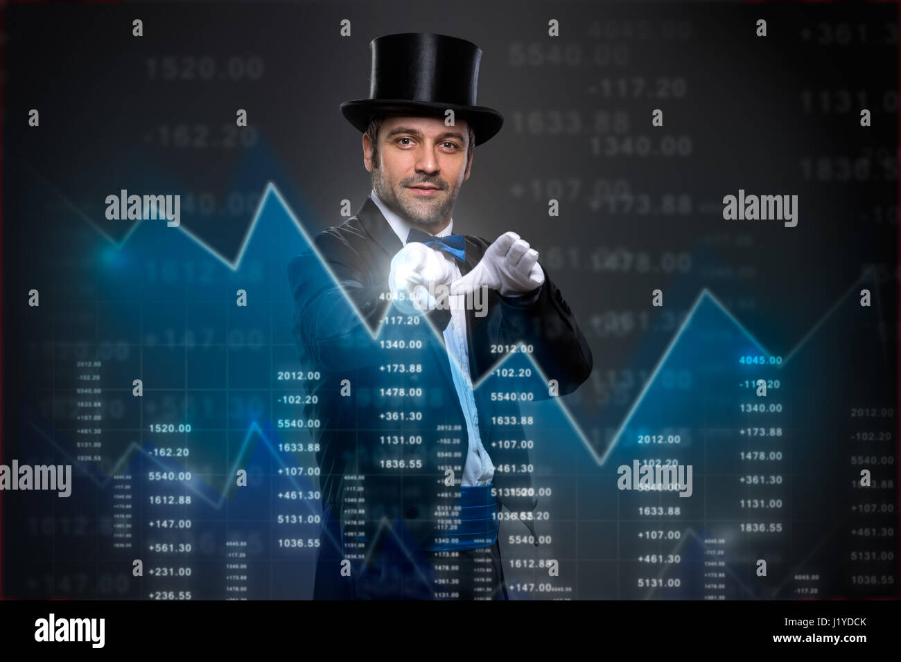 Magicien magic s'applique aux finances publiques, économie financière et concept Banque D'Images