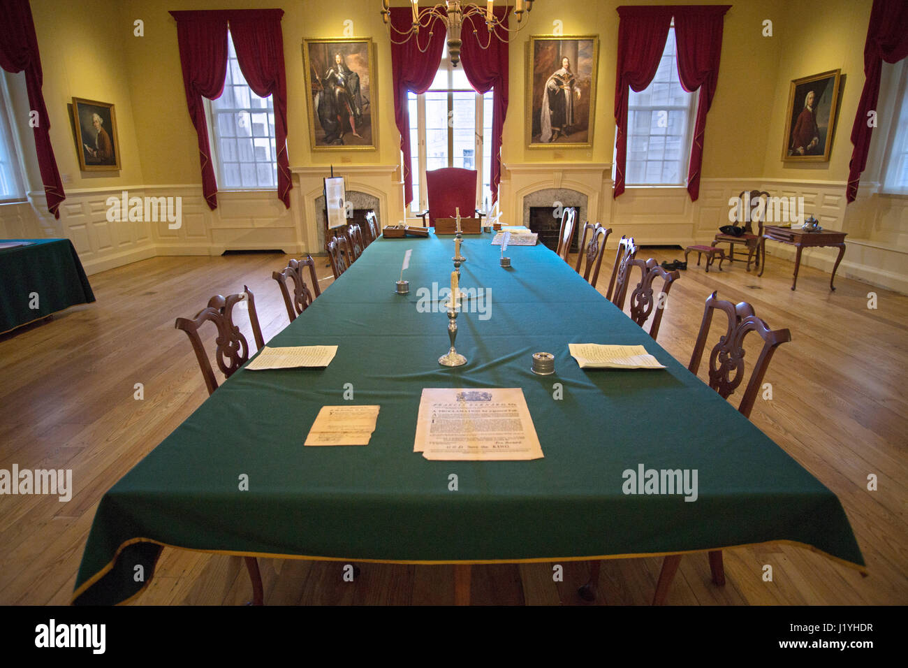 La salle du Conseil de l'Old State House à Boston, Massachusetts. Banque D'Images