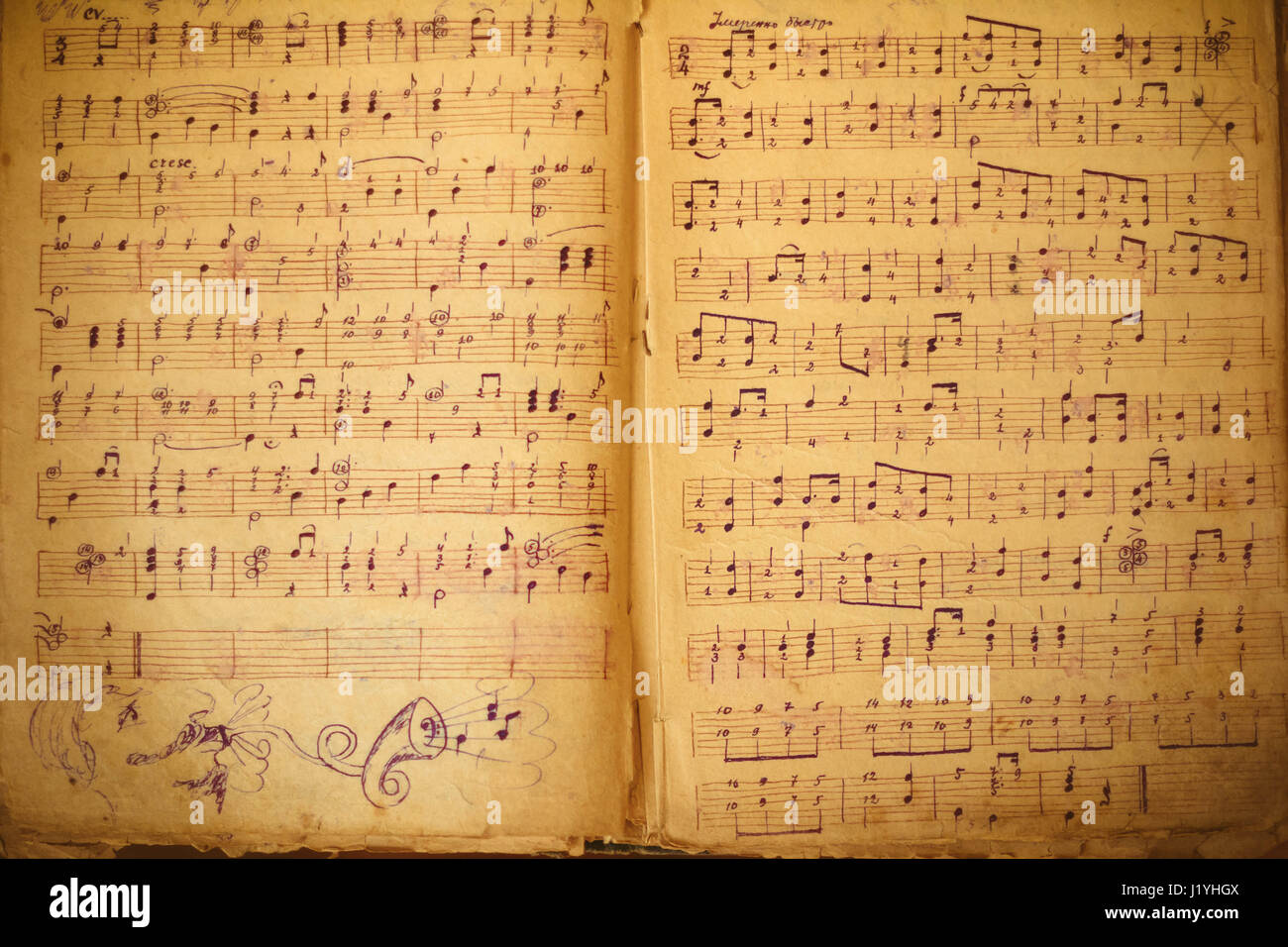 Des notes de musique de fond avec partitions de musique ancienne Photo Stock Alamy
