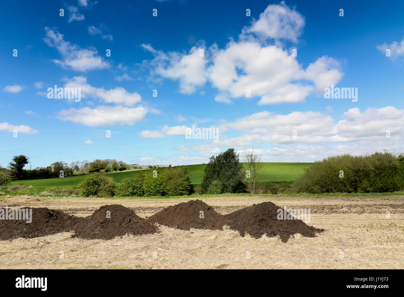 Ashton dans paysages Makerfield avril 2017, montrant les divers champs de l'espace et du ciel sur une journée ensoleillée Banque D'Images