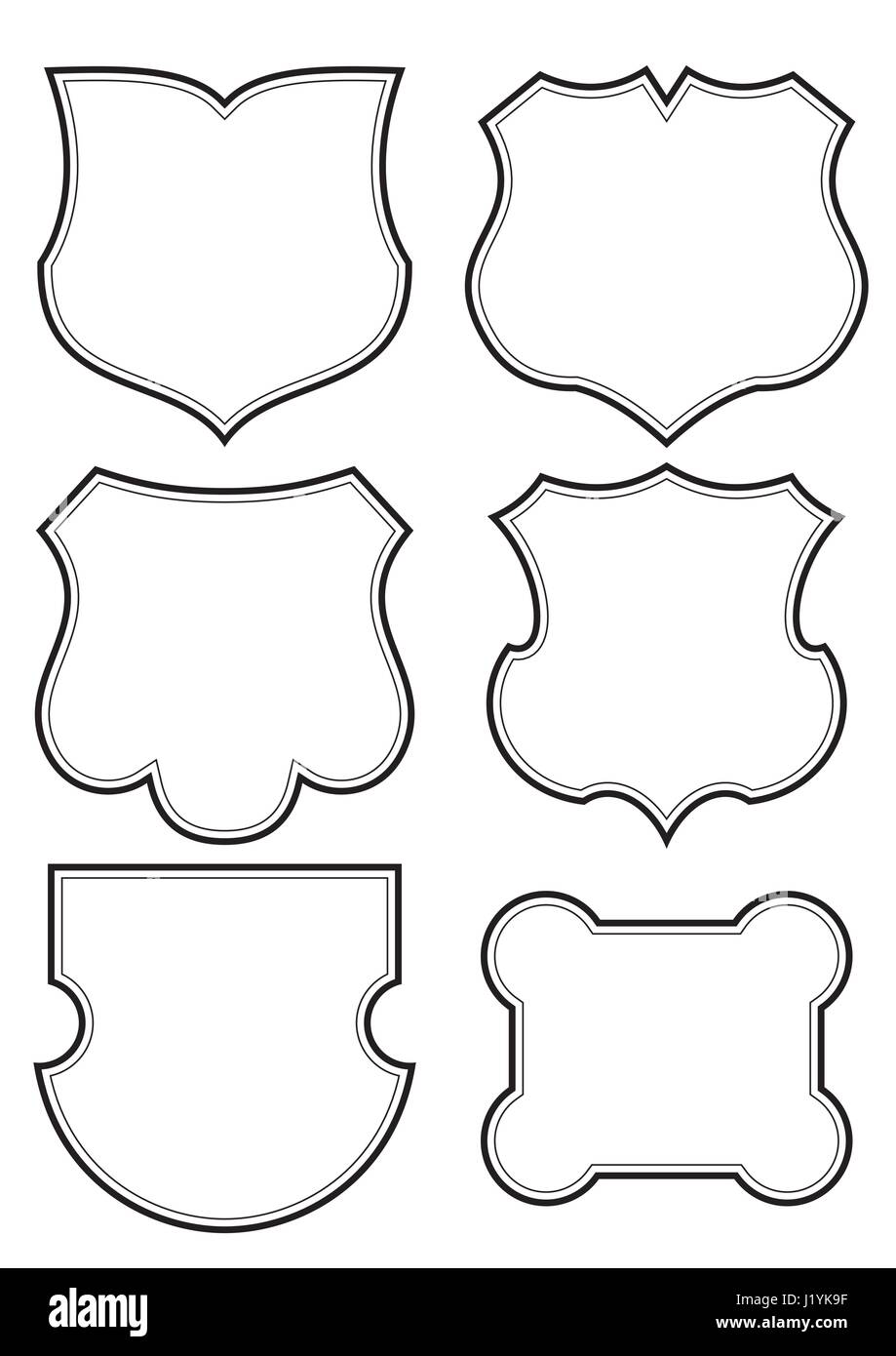 Bouclier vecteur frames, conception définie avec différentes formes Illustration de Vecteur
