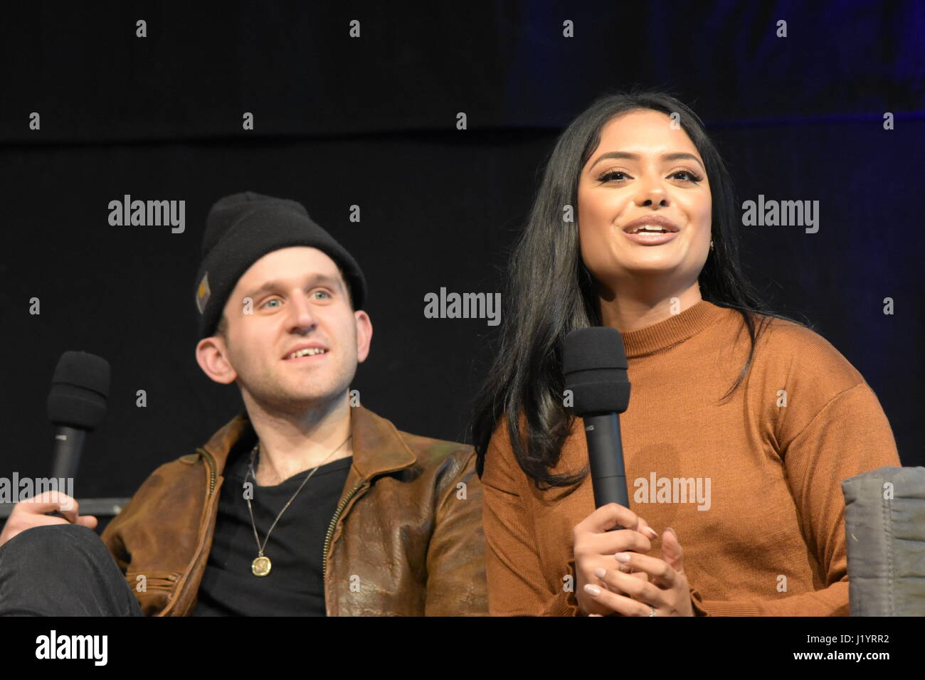 Francfort, Allemagne. 22 avril 2017. Harry melling (harry potter), afshan azad (harry potter) lors de la comic con allemand Francfort crédit : Markus wissmann/Alamy live news Banque D'Images