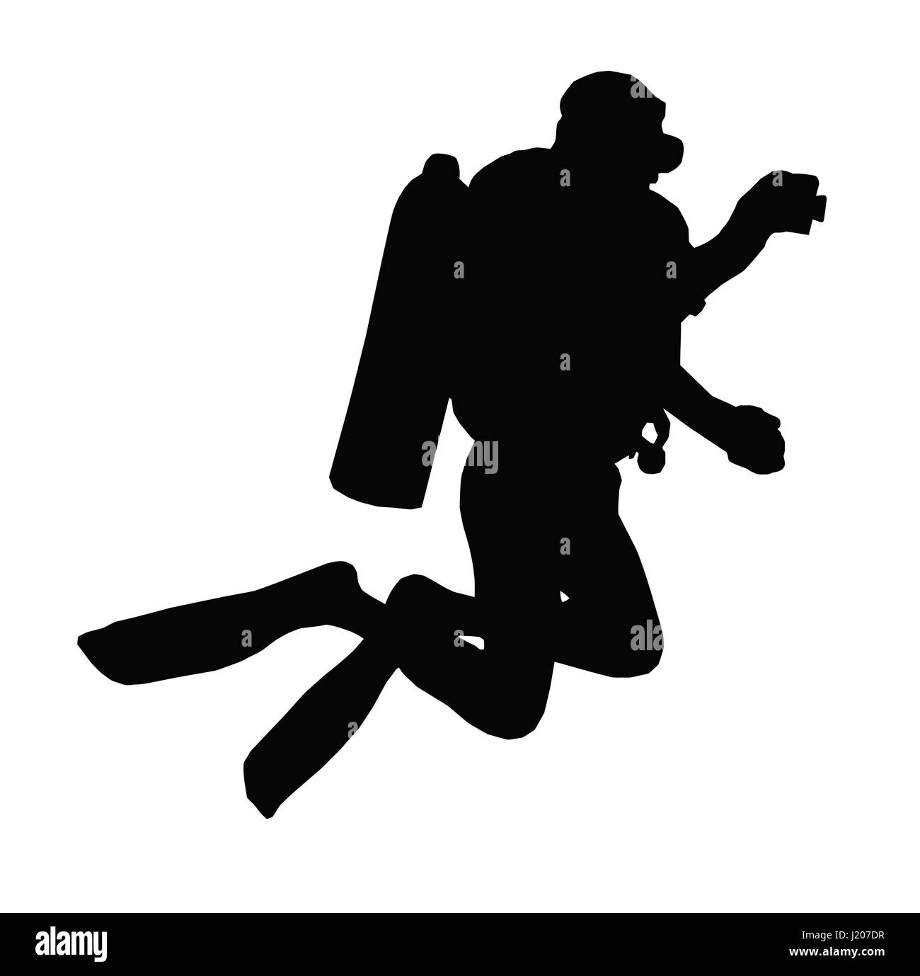 Silhouette Sport - Scuba Diver en tenant sous l'eau Photo Illustration de Vecteur