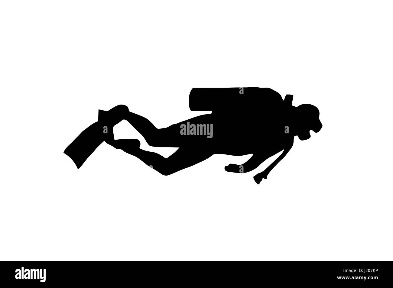 Silhouette de scuba diver natation avec pignon Illustration de Vecteur
