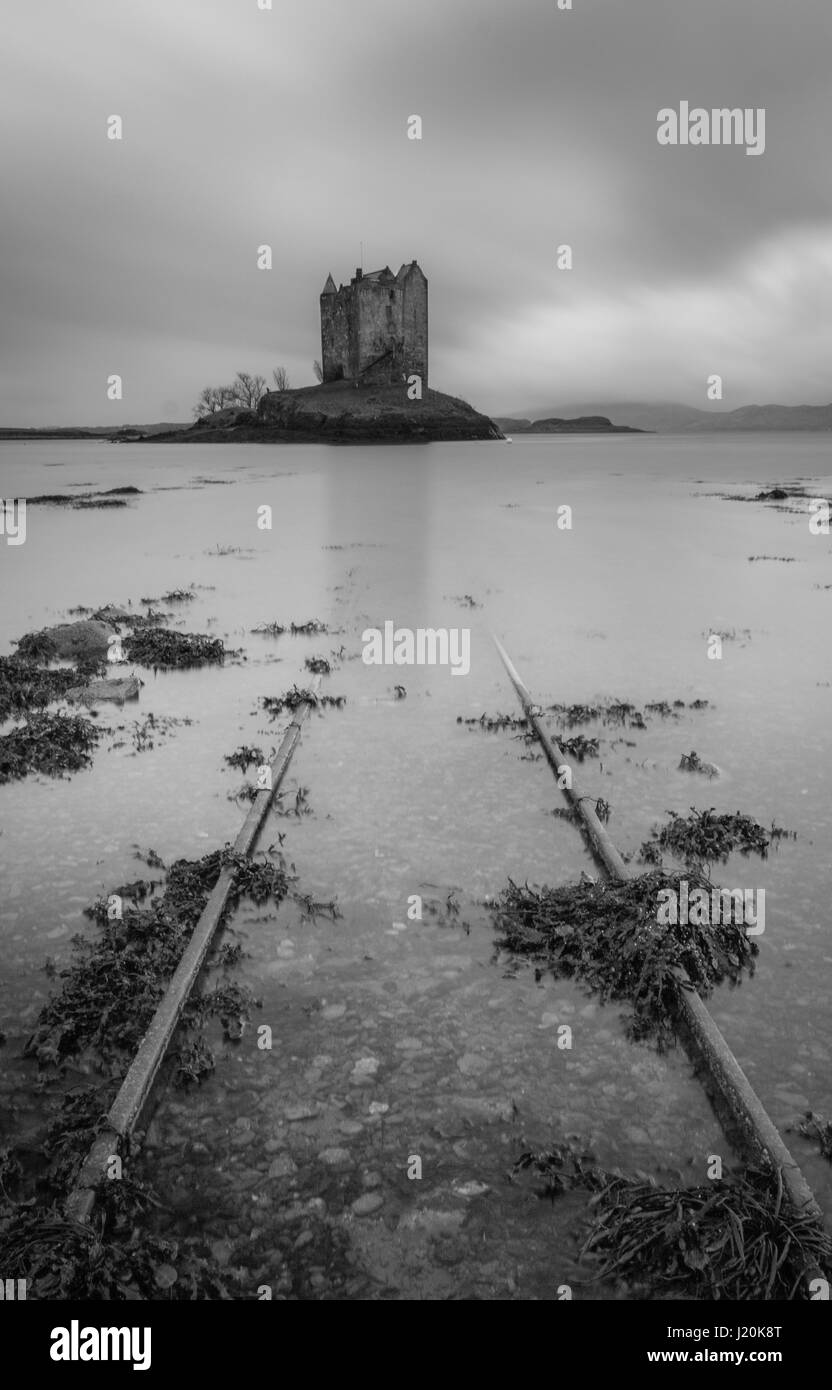 Château de Stalker b&w temps d'exposition Banque D'Images