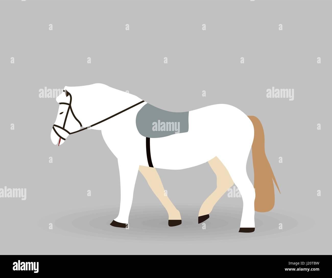 Cheval blanc sur fond gris. Vector Illustration. Illustration de Vecteur