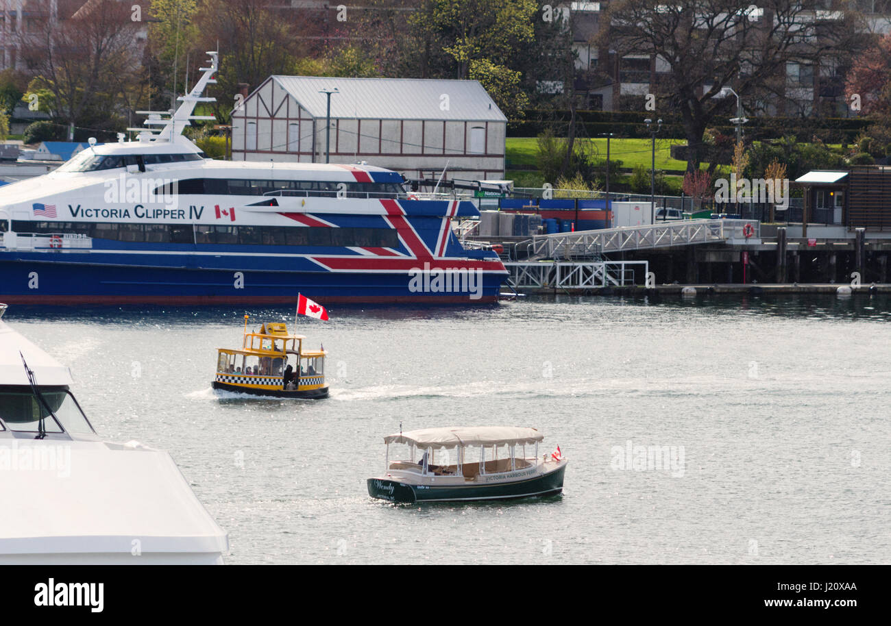 Les taxis de l'eau au port de Victoria. Victoria BC Canada Banque D'Images