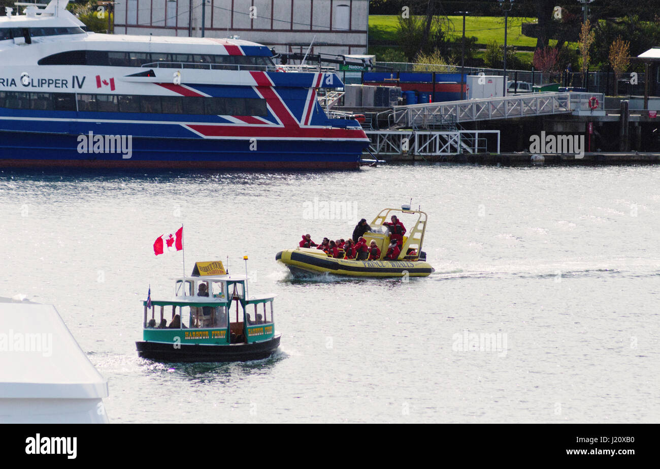 Les taxis de l'eau au port de Victoria. Victoria BC Canada Banque D'Images