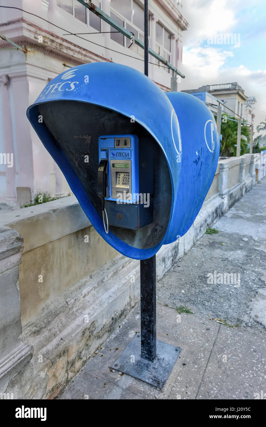 Retro Phone Booth à l'extérieur de La Havane, Cuba Photo Stock - Alamy