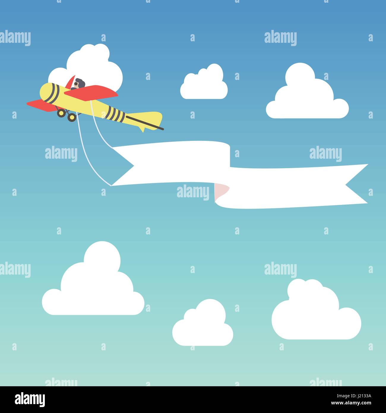 Airplene bannière vecteur d'air dans le ciel avec des nuages Illustration de Vecteur