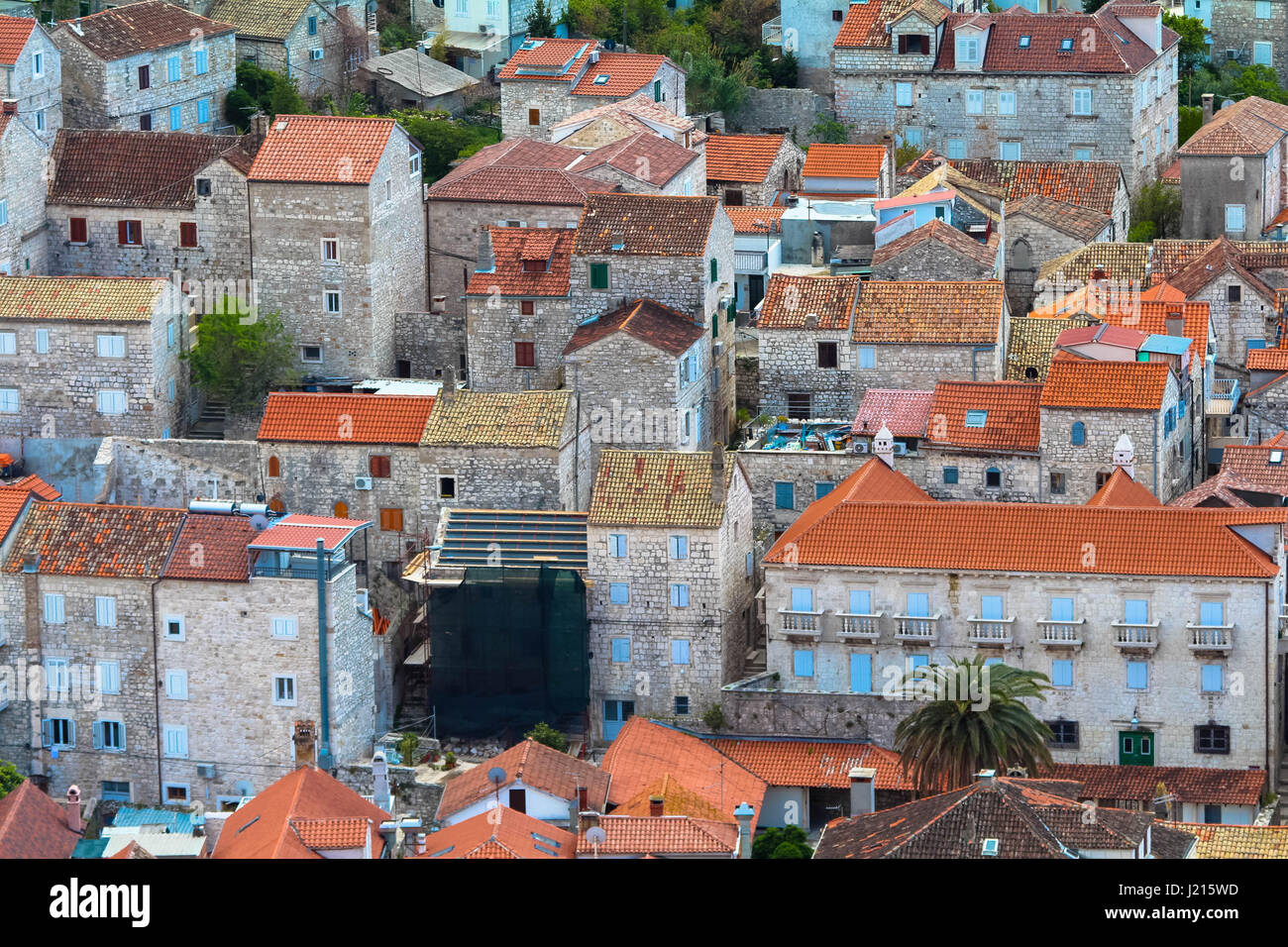Scenic l''île de Hvar Croatie . Vue panoramique de la vieille ville Banque D'Images