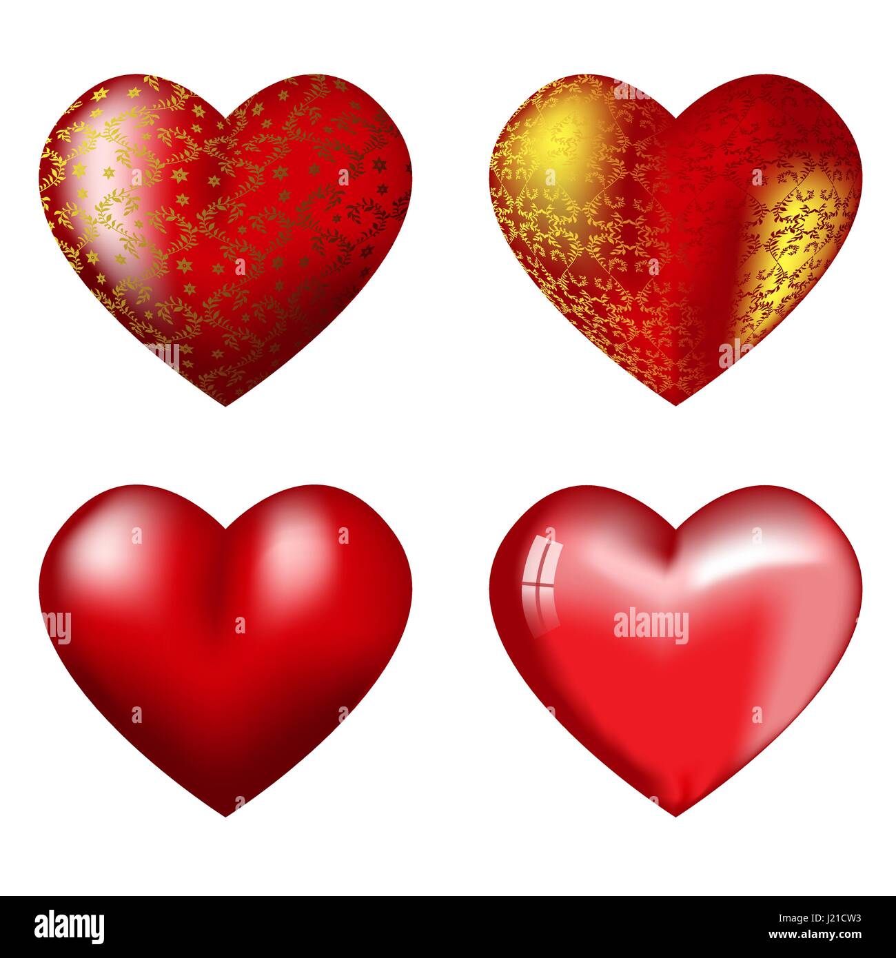 Volume de coeurs rouges avec des réflexions et de motif Illustration de Vecteur