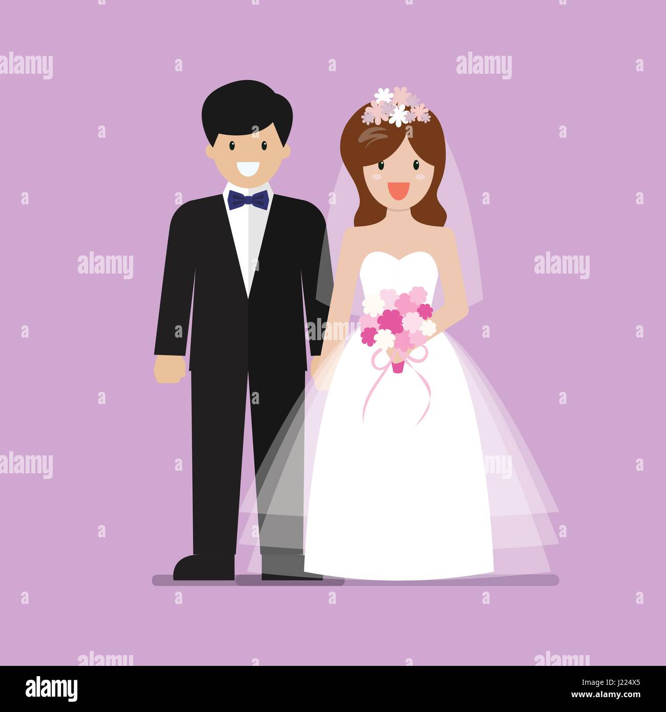 Les jeunes mariés heureux mariés. Tout couple marié Illustration de Vecteur