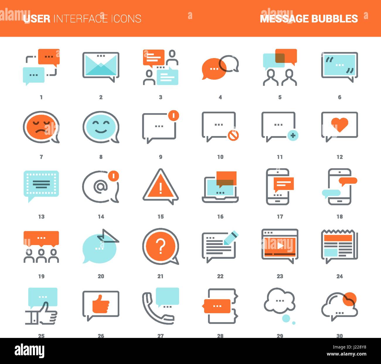 Bulles de message Icônes Illustration de Vecteur