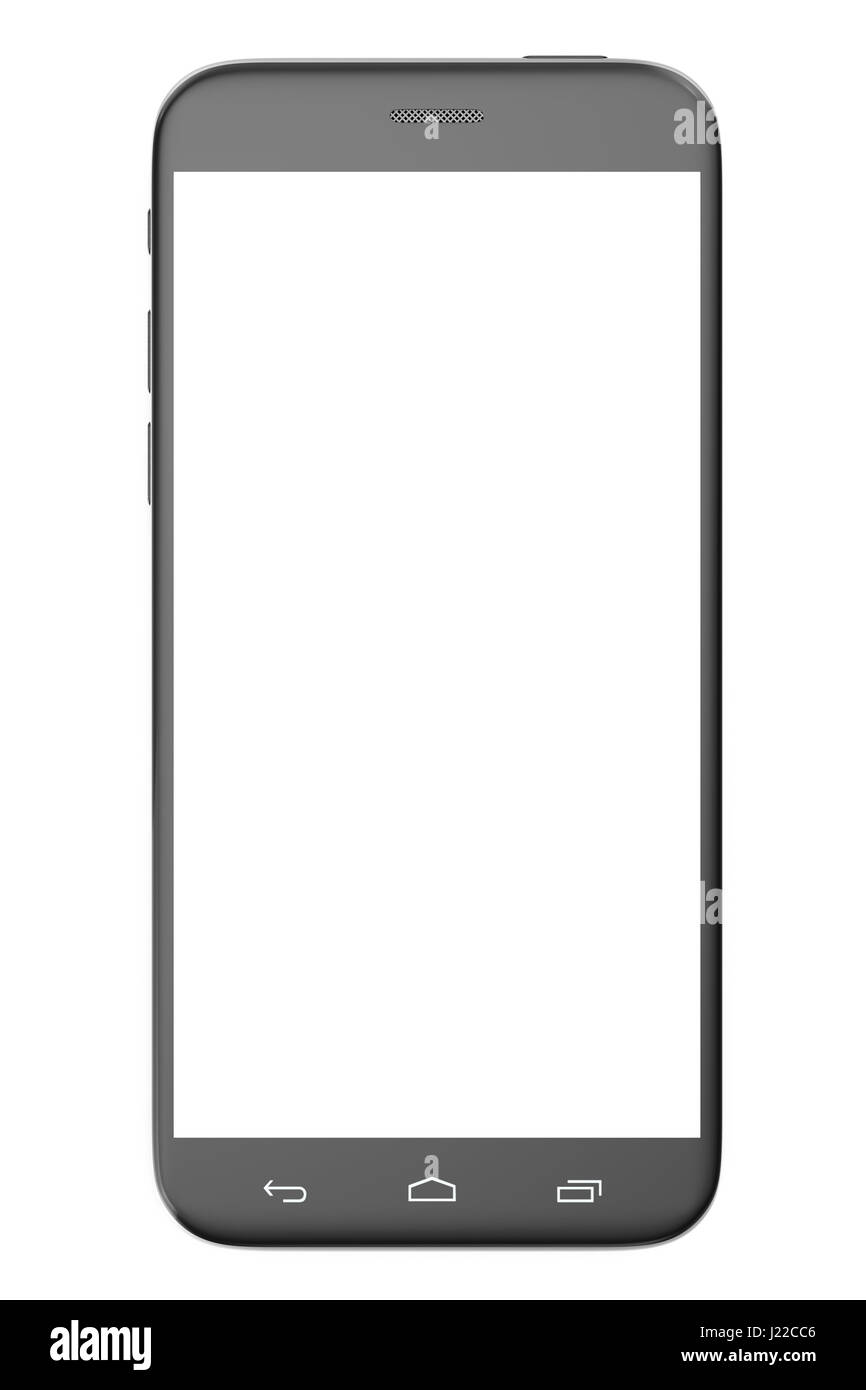 Smart phone moderne. Écran blanc pour immersive, isolé sur fond blanc. 3d illustration Banque D'Images