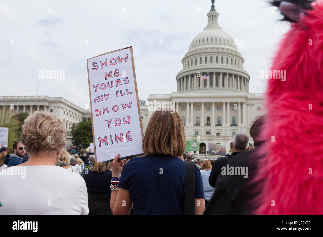 Anti-Trump protestataires au Capitole au cours d'TaxMarch - Washington, DC USA Banque D'Images