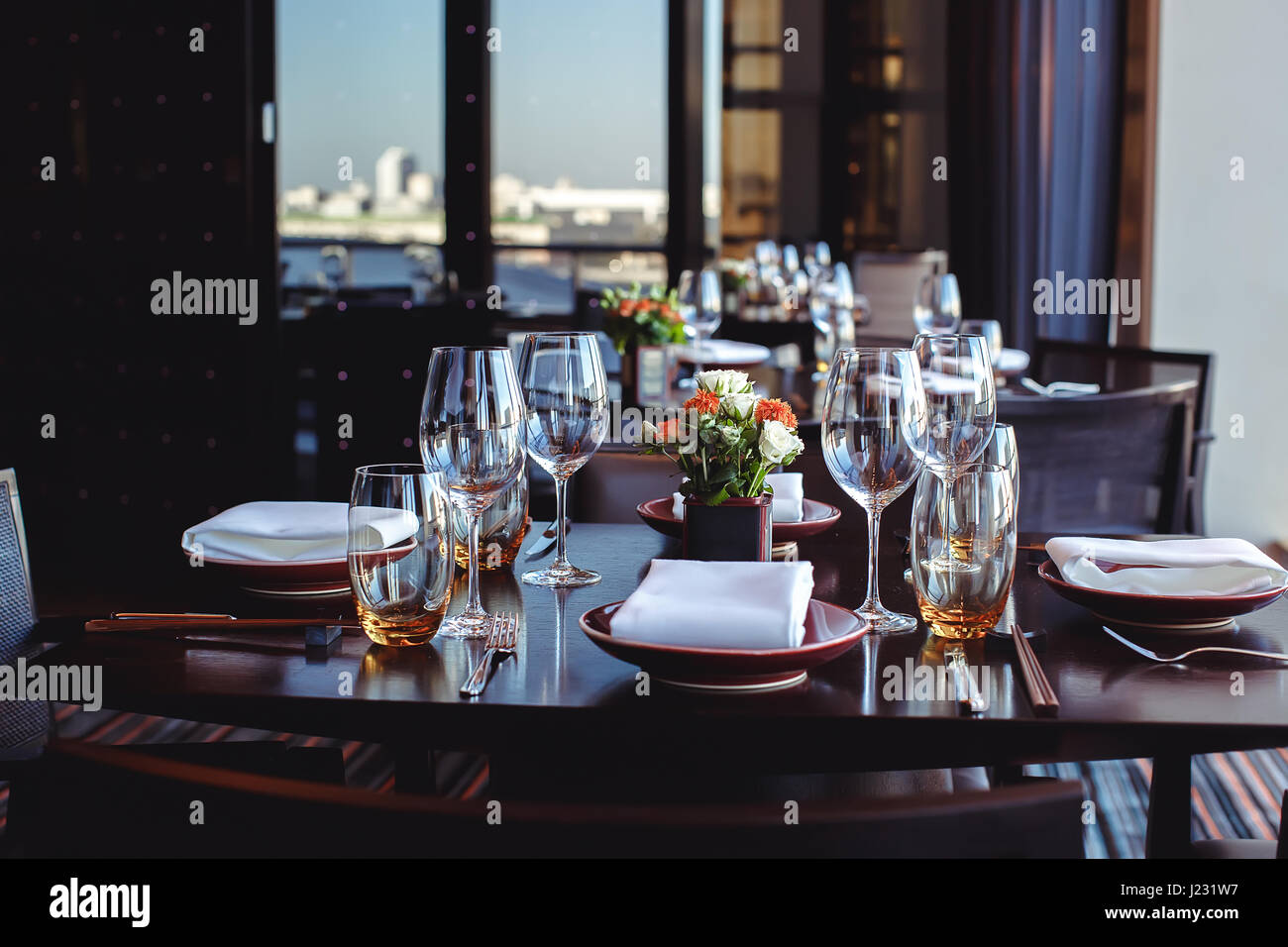 Set de table de banquet en restaurant Banque D'Images