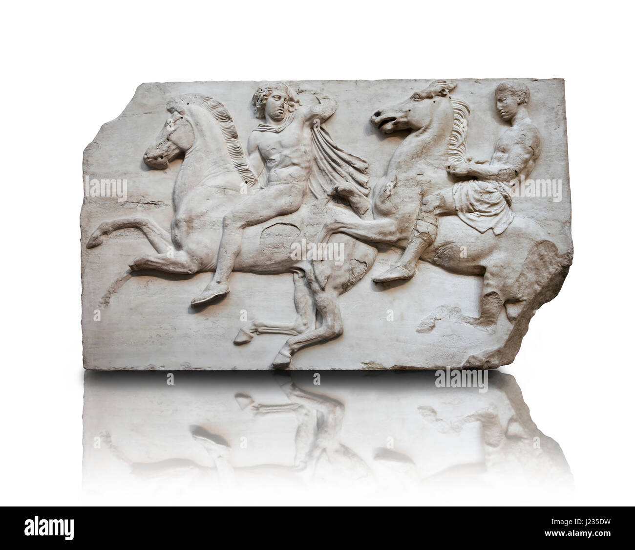 En Releif de sculptures de la frise autour du Parthénon Block II. Du Parthénon de l'acropole d'Athènes. Une exposition du Musée britannique connue sous le nom de Banque D'Images