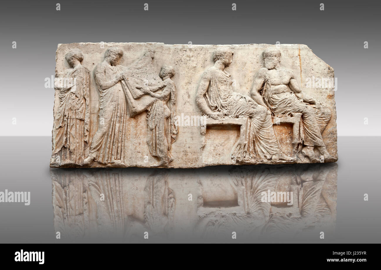 En reliefs de l'est autour de la frise du Parthénon. Aussi connu sous le nom de marbres d'Elgin. Un British Museum Banque D'Images